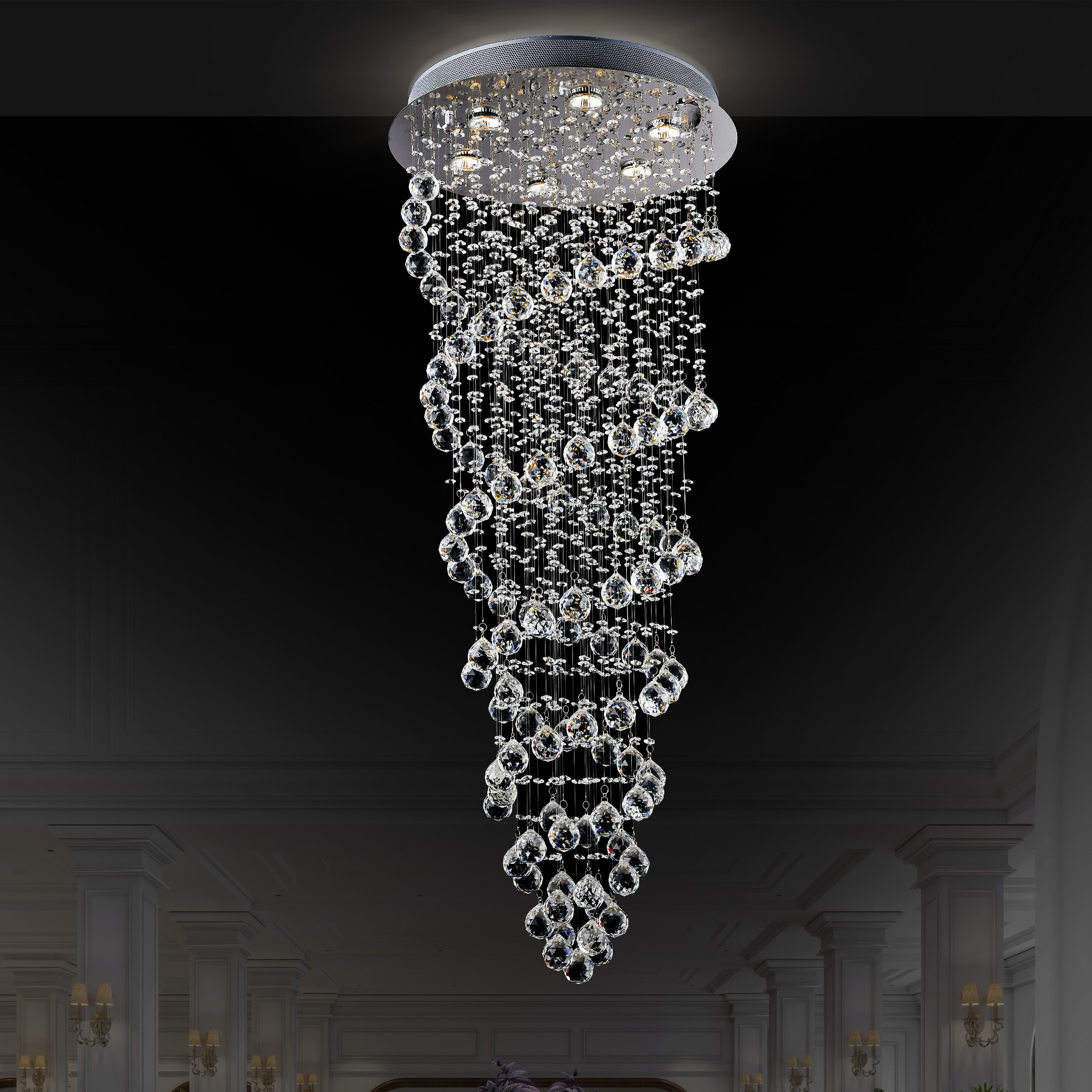 CWI Lighting 6606C20C Double Spiral 6 -Light 20.0-in Multiple finishes Chrome Flush Mount Light