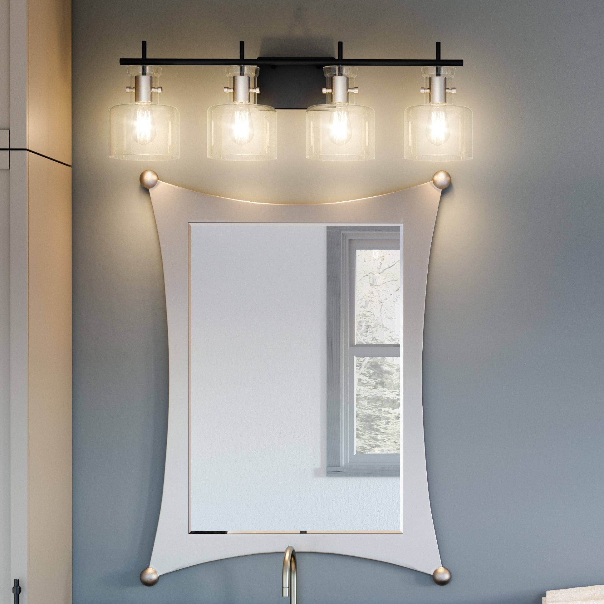 Quoizel PEN8630MBK Pensbury 32-in 4 -Light Matte Black Transitional Vanity light