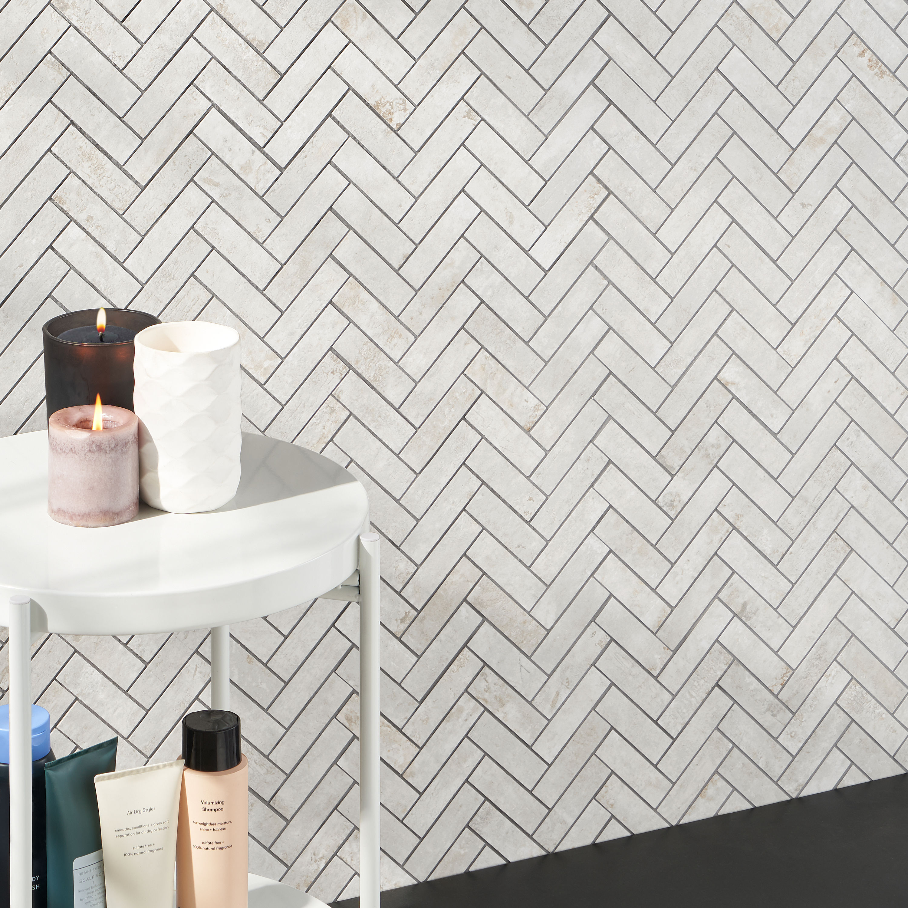 Artmore Tile Stonehenge Ivory 10-in x 10-in Matte Porcelain Herringbone ...