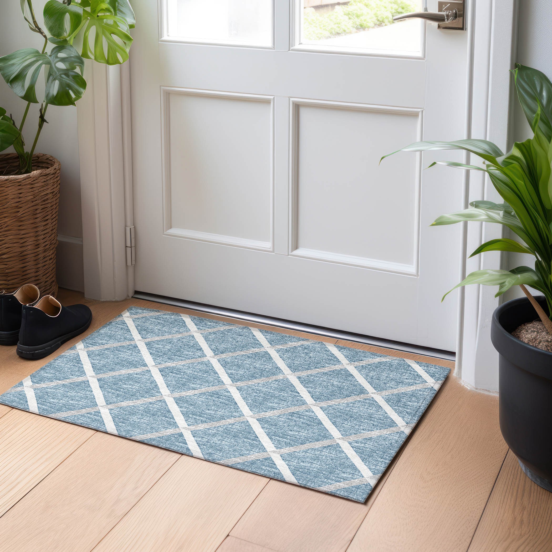 Addison Rugs AMF140SK20X30 Mayfield AMF140SK 2 x 3 (ft) Loomed Polyester Sky Rectangular Indoor Geometric Machine washable Area rug
