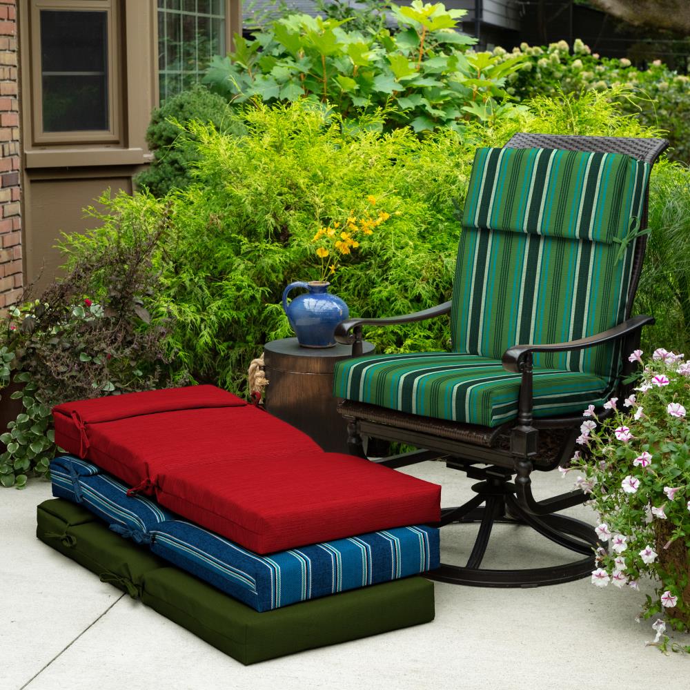 Allen Roth 20 In X 21 In Blue Green Linen Stripe High Back Patio Chair Cushion At 1707