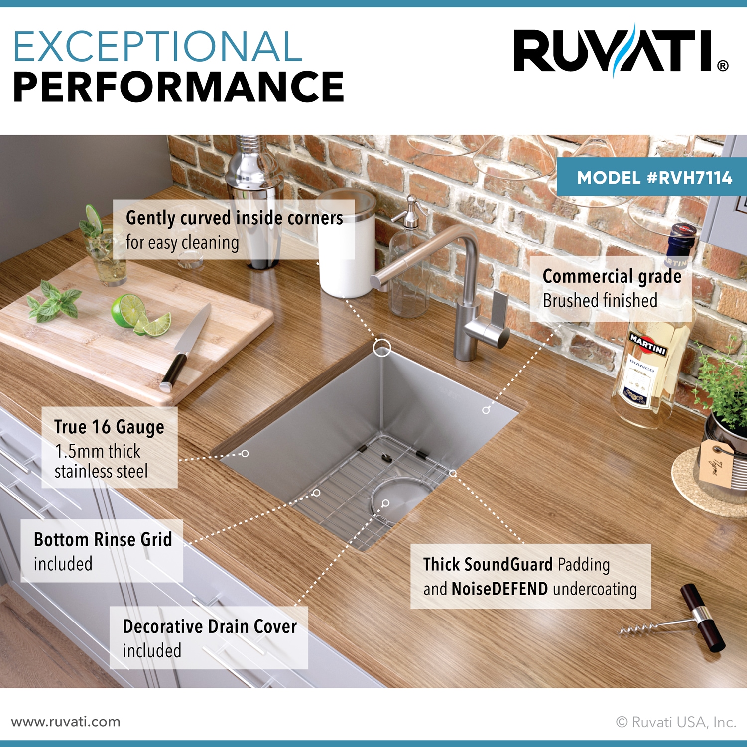 Ruvati RVH7114 Bar-Prep-Sinks - View #4