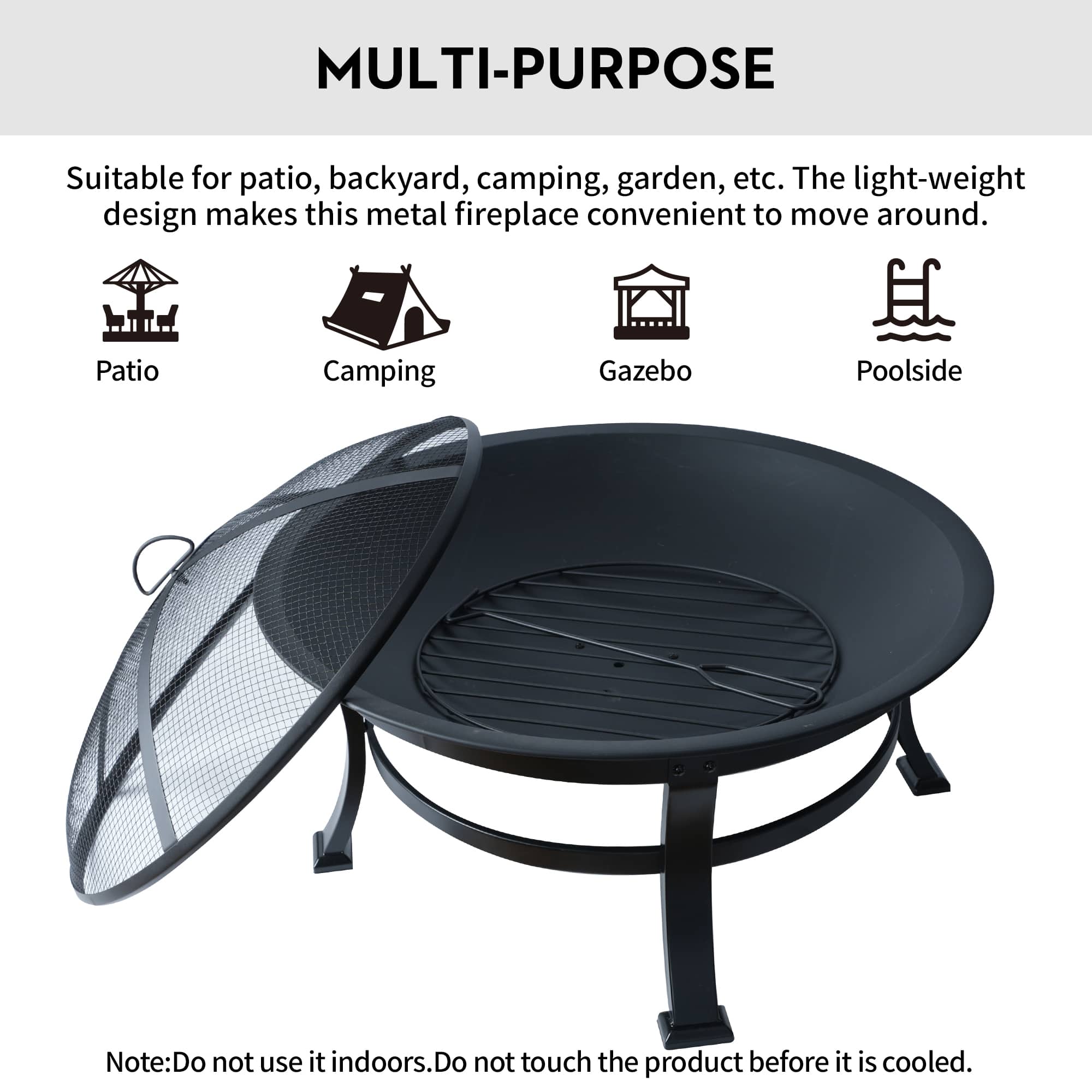 Bestier USLOW-O701176G-BLK Outdoor-Woodburning-Firepits - View #6