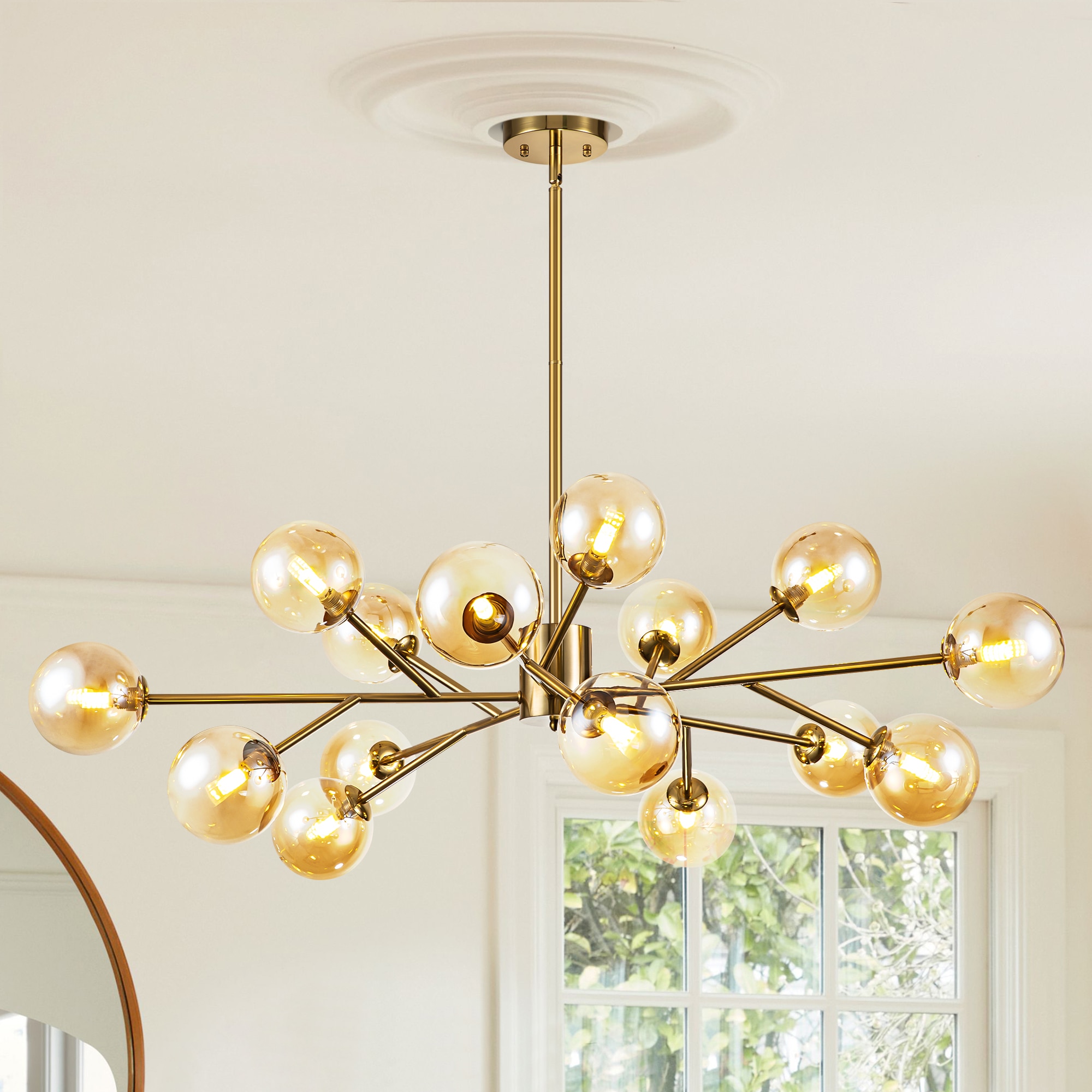 Rennnsan CL810104278 Charlie 15 -Light Brushed Gold Modern/contemporary For Use in Bedrooms, Dining Rooms, Foyers, Kitchens, Living Rooms Chandelier
