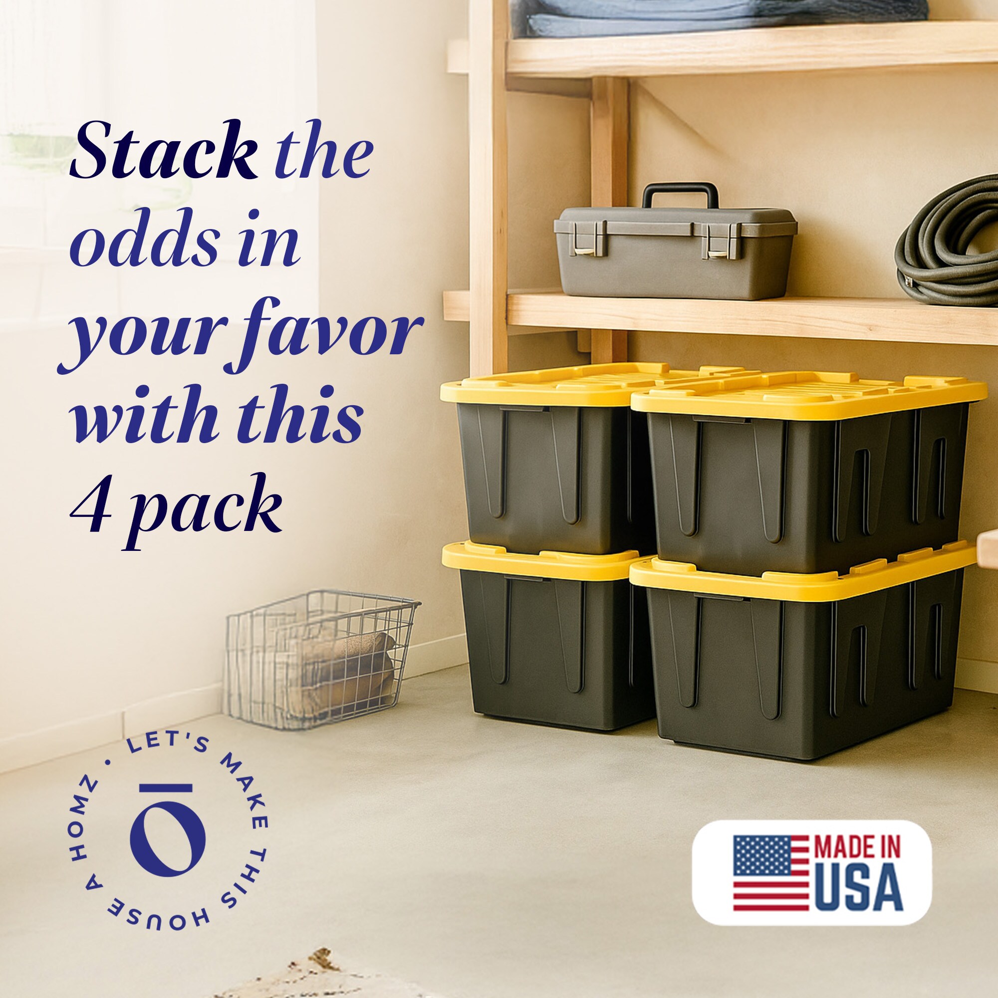 Homz Products Homz Durabilt Heavy Duty 27 Gallon Plastic Organizer