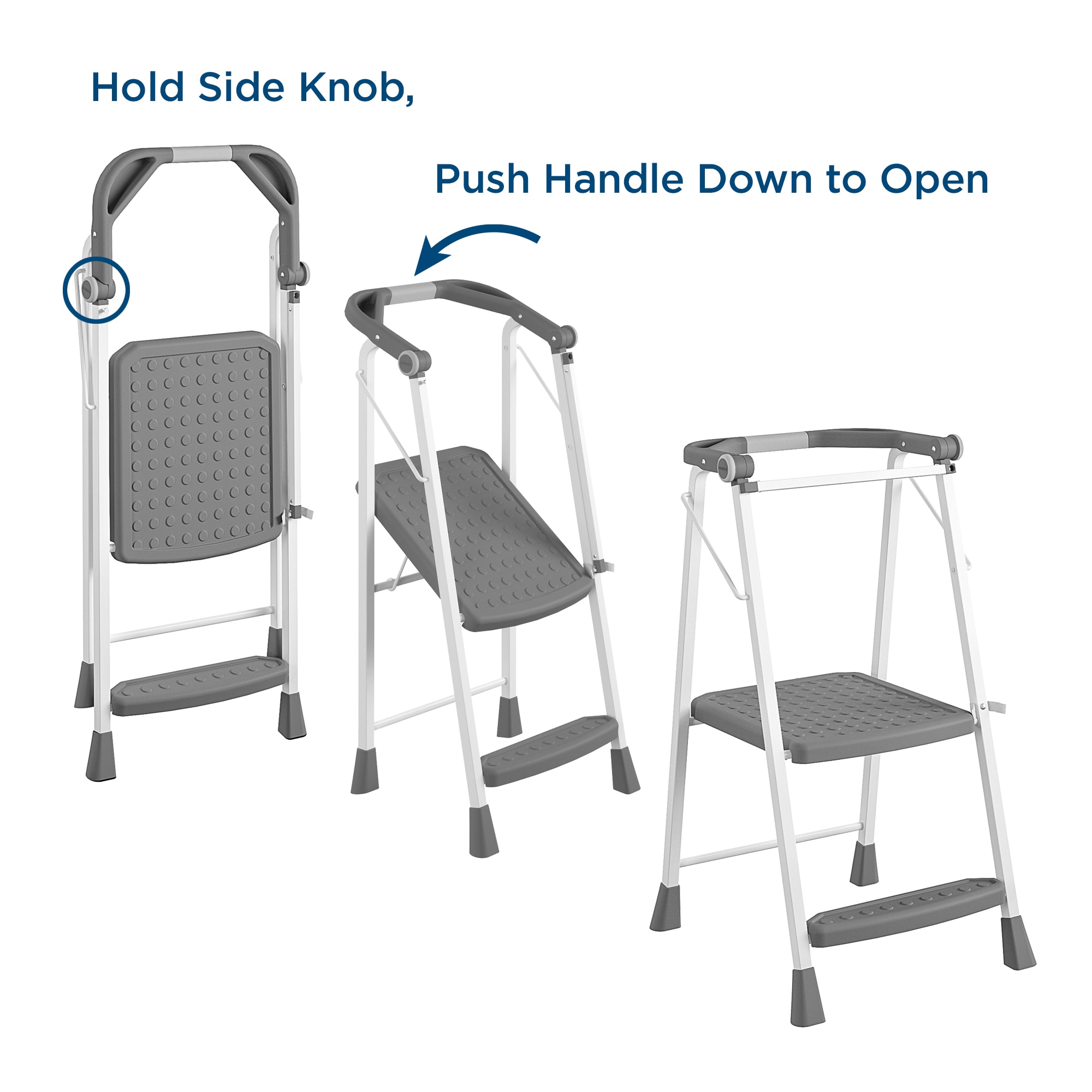 COSCO 2-Step White and Grey Foldable Steel Step Stool