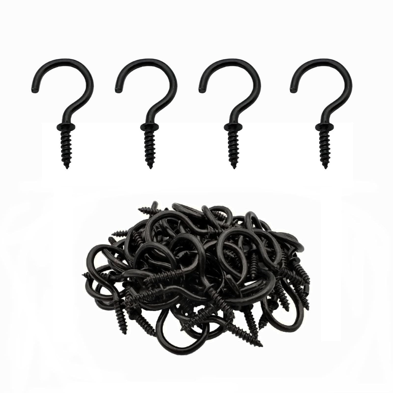 Afoxsos Black Ceiling Screw Hooks 7/8 Inch Screw-in Light Hanging Cup ...