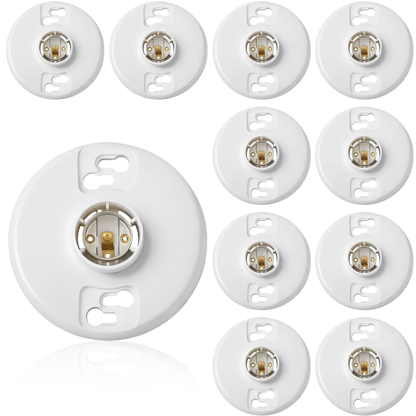 Misopily E26 Medium Base Ceiling Lamp Holder Keyless Light Socket White Bulb Socket 660w 250v Phenolic Resin durable home and garden accessory #LMS0810M485