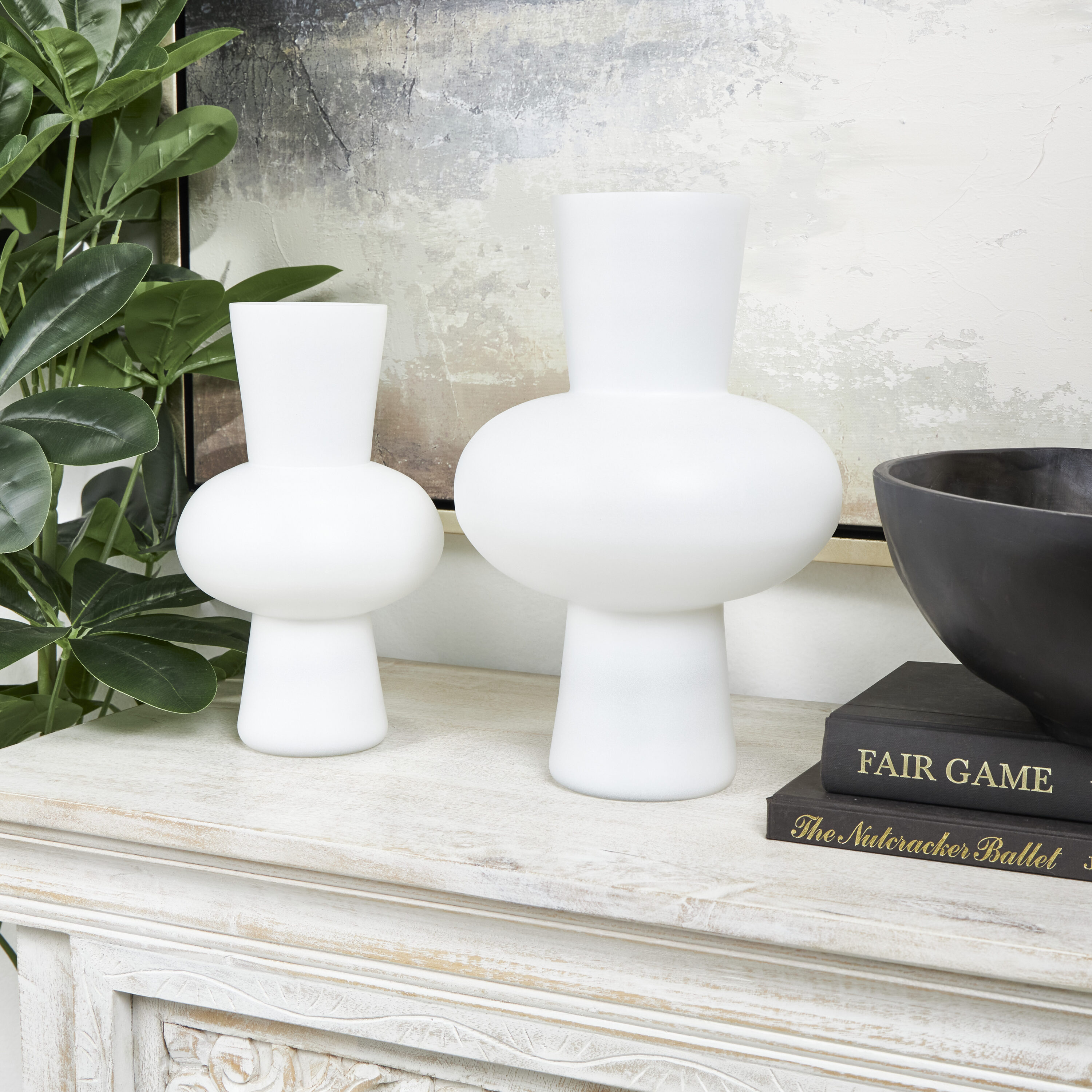 Grayson Lane 821362 2 -Pack White Glass Modern Vase