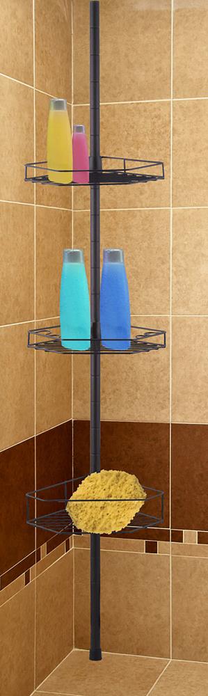 Home Basics Bronze Steel 3-Shelf Tension Pole Freestanding Shower Caddy  9-in x 7.5-in in the Bathtub & Shower Caddies department at