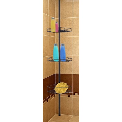 Home Basics Bronze Steel 3-Shelf Tension Pole Freestanding Shower