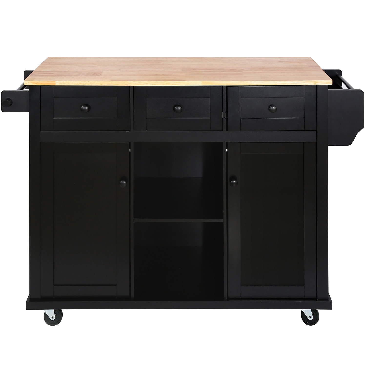 SINOFURN Green Mdf Base with Wood Top Rolling Kitchen Island (17.7-in x 53.1-in x 37.2-in)