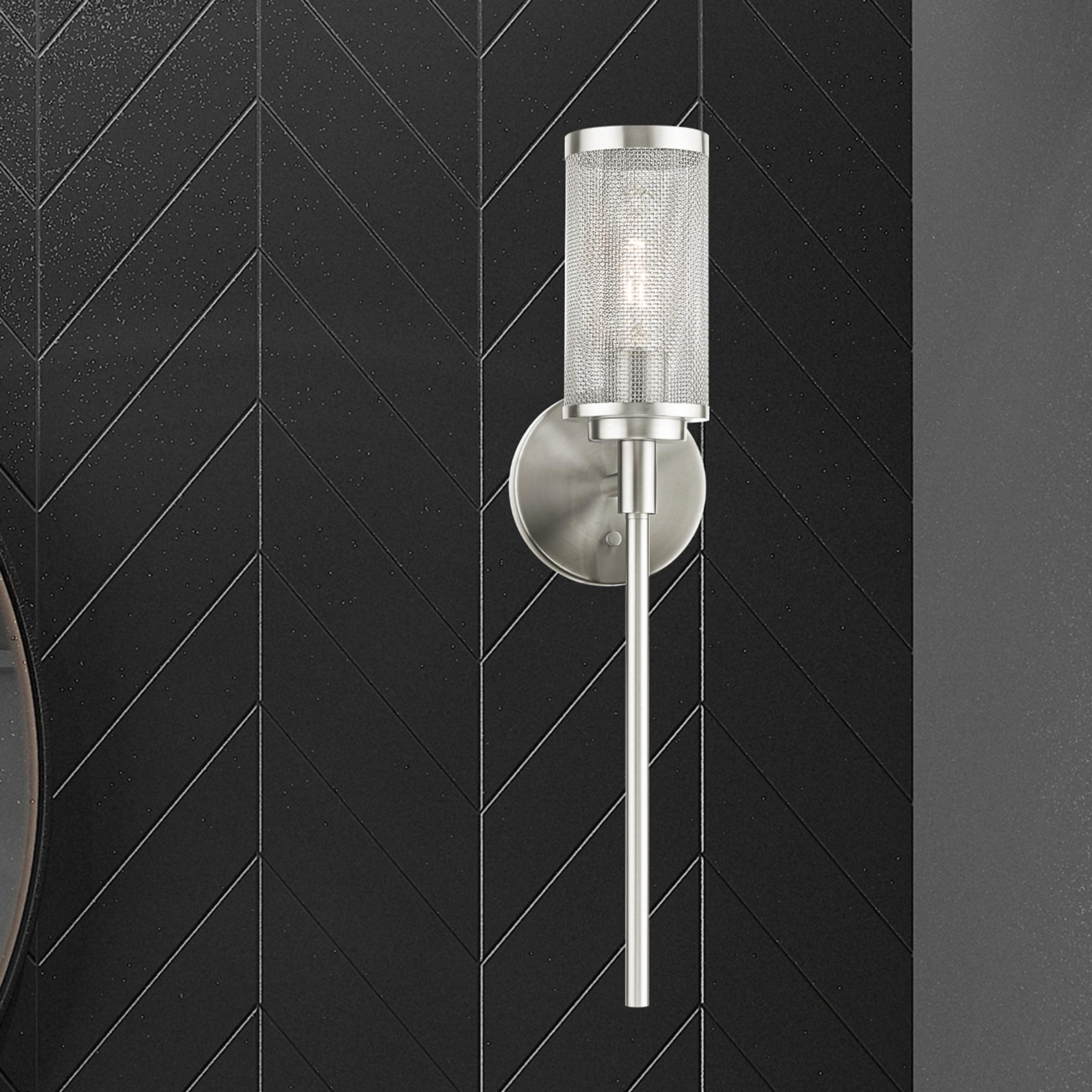 Brushed Nickel Industro Mesh Shade Wall Sconce