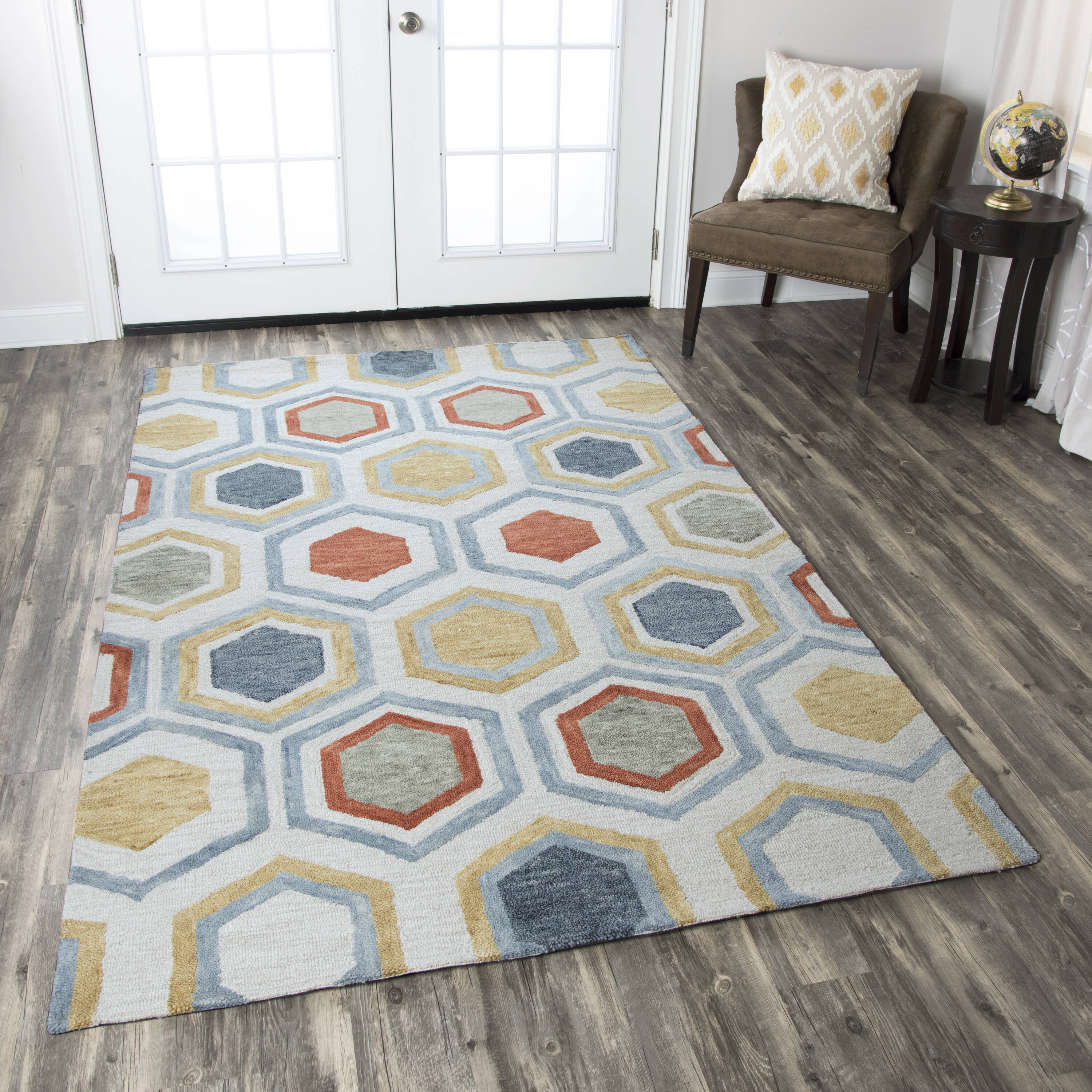 Alora Decor PLYPM100800040912 Plymouth 9 x 12 Wool Multicolor Indoor Geometric Mid-century Modern Area Rug