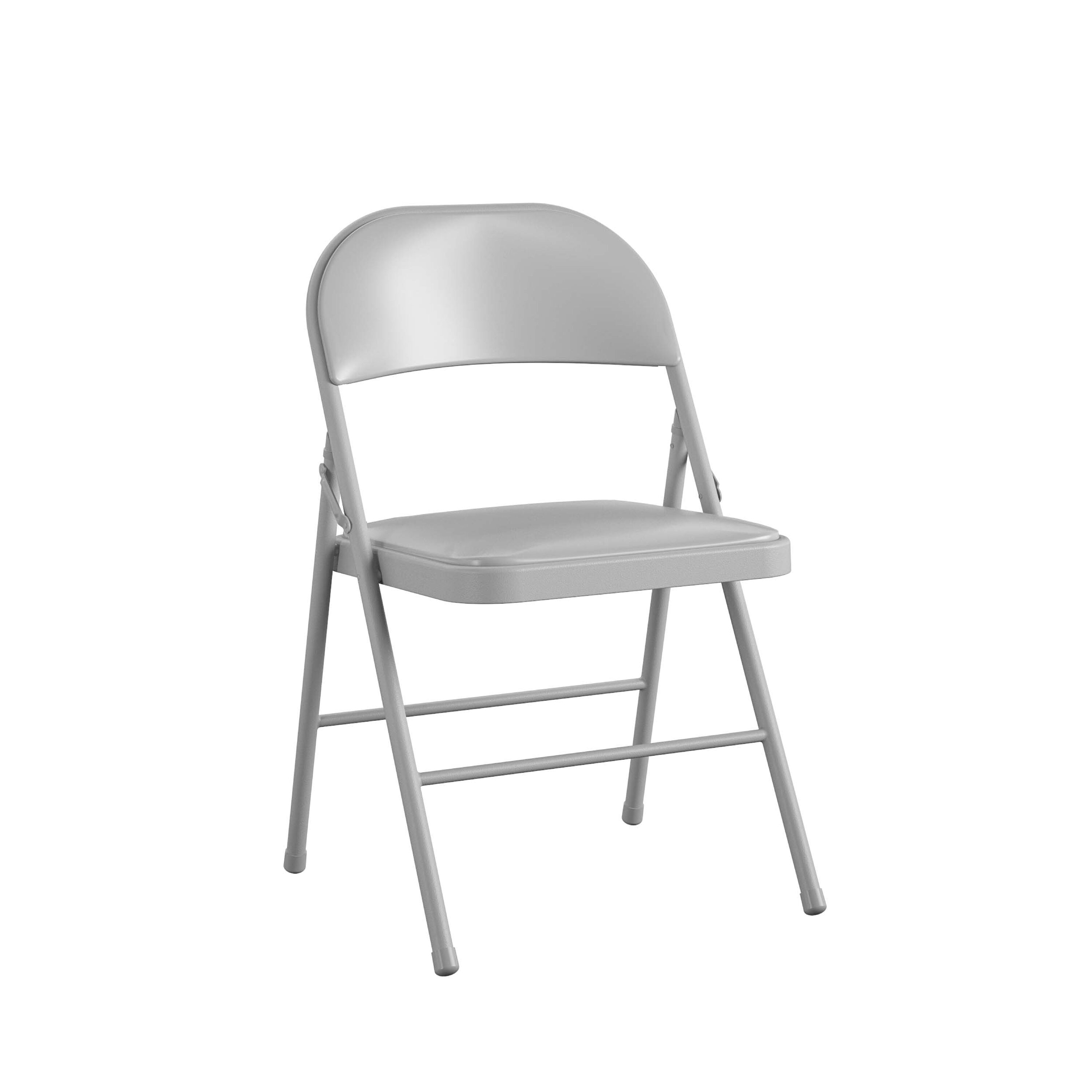 Cosco Gray Metal Frame Padded Vinyl Seat Indoor/Outdoor Standard Folding Chair 250-lb Weight Cap