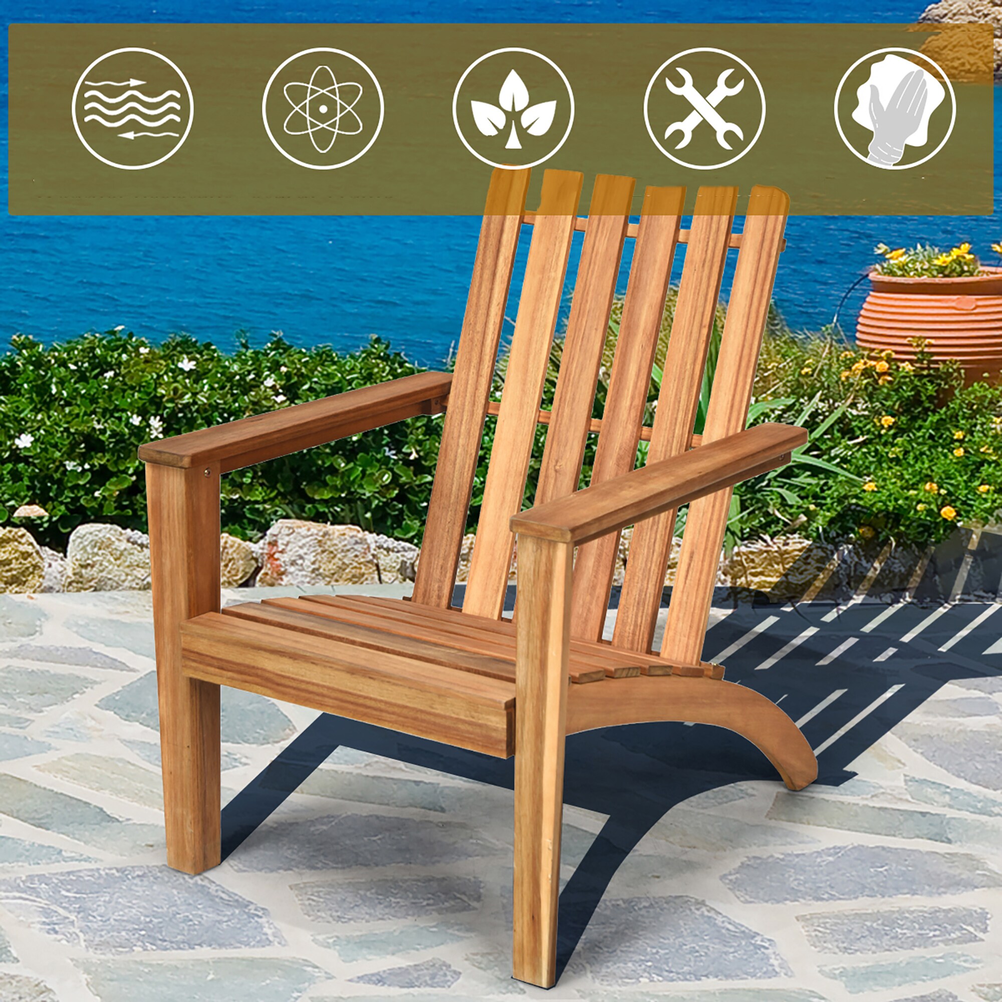 Costway 23 in. x 32 in. Outdoor Adirondack Chair Cushion High Back