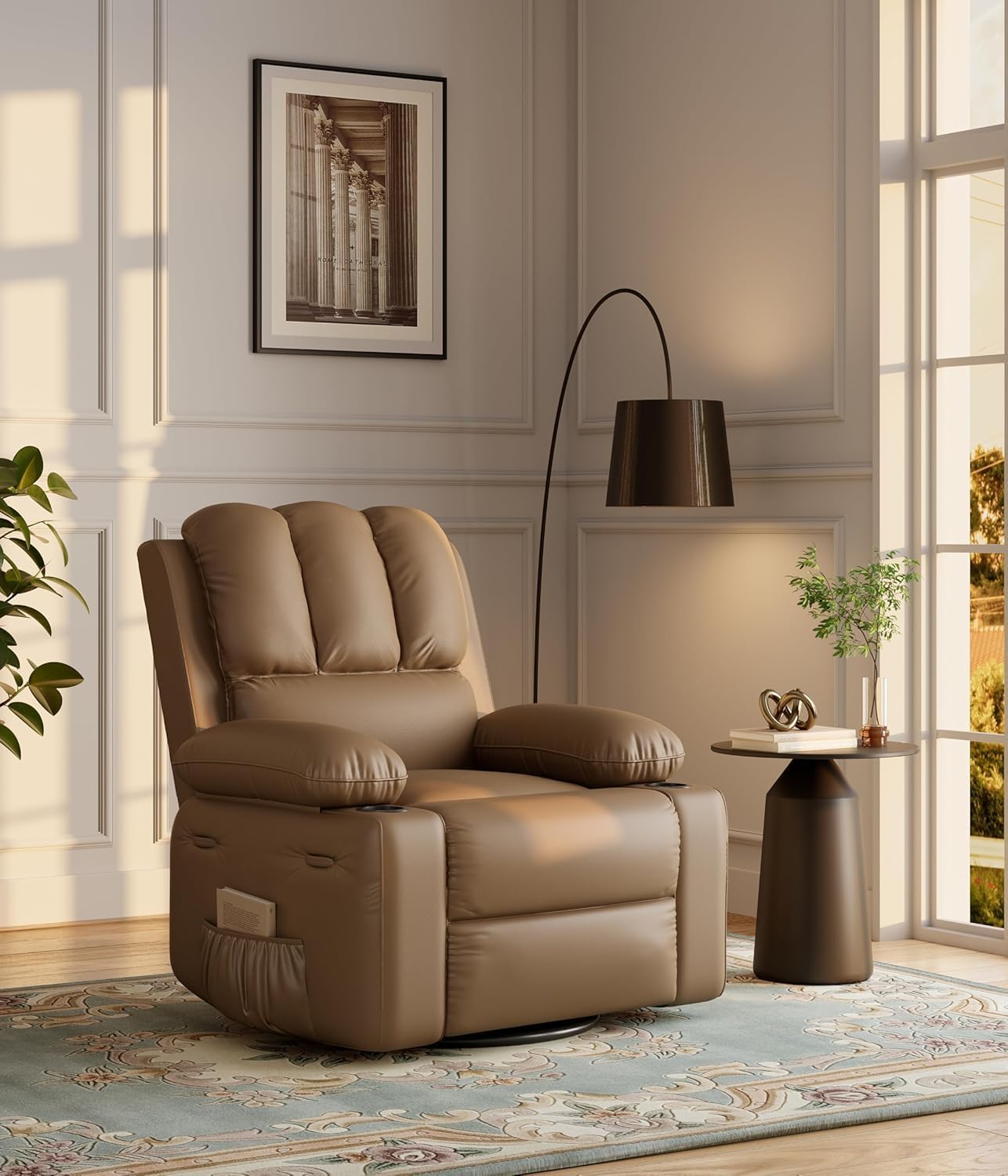 WhizMax PD-PHO-338BGCEX Rocking Recliner Chair - Oversized Massage Recliner with Heat - Swivel Manual Recliner with Cup Holder