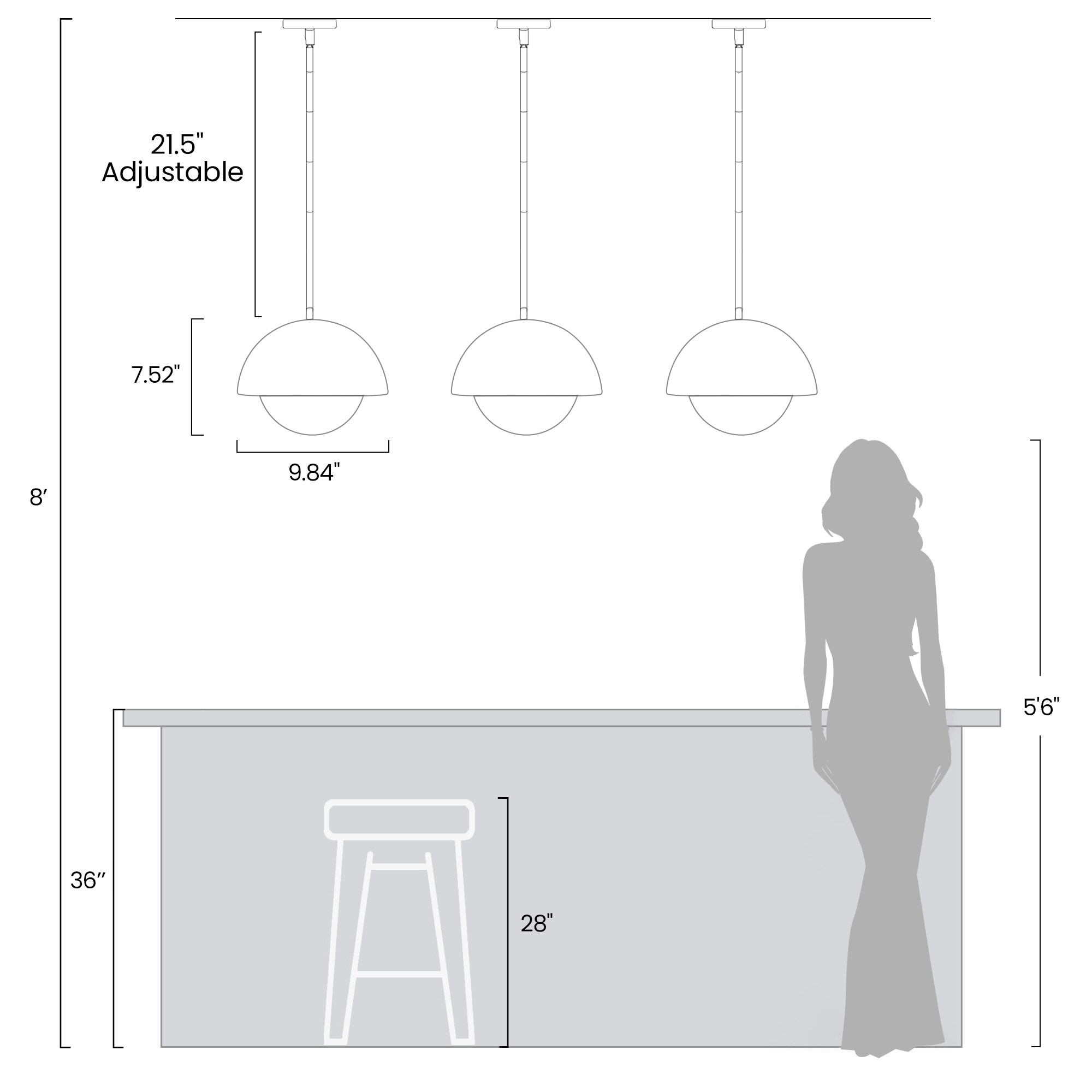 KAISITE 8232PL-01BK-GLS Pendant-Lights - View #10