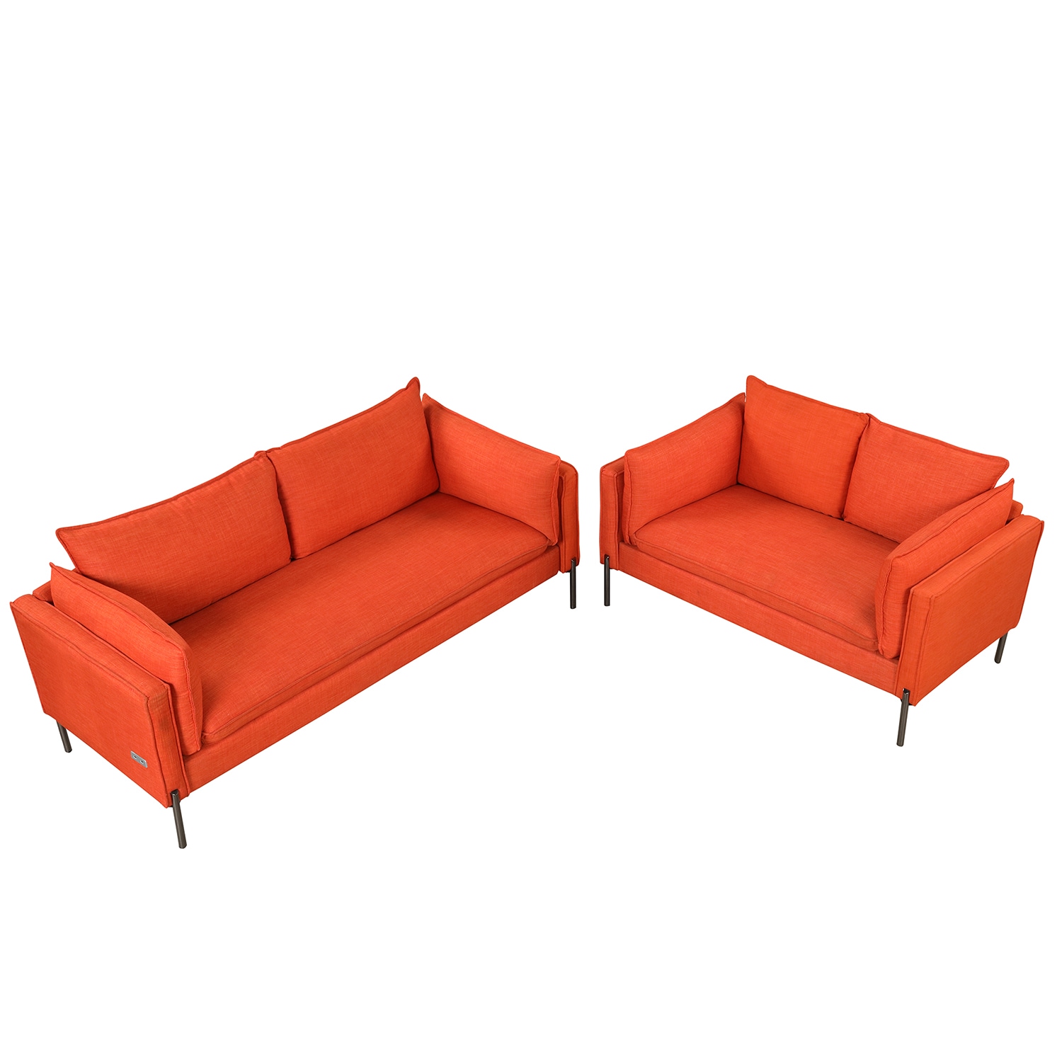 Bybafun Asian 2-Piece Linen Orange Living Room Set in the Living Room ...