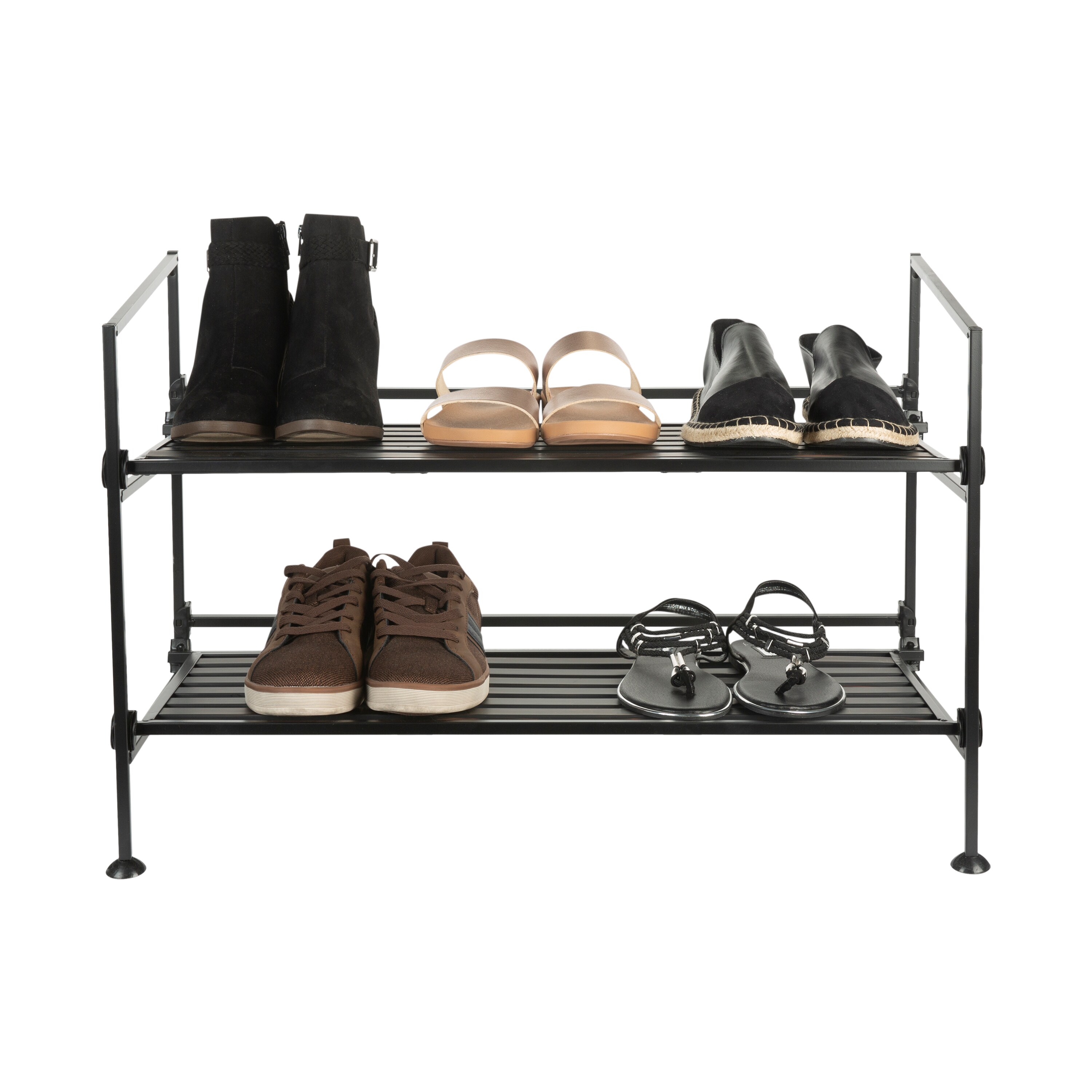 Style Selections 15.9-in H 2 Tier 6 Pair Gray Metal Shoe Rack in