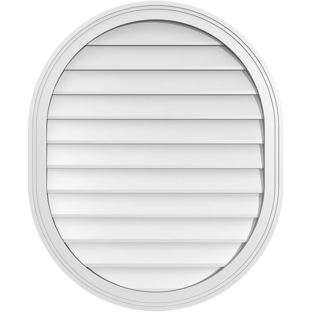 Ekena Millwork GVPVR28X3402SN 28-Inches x 34-Inches Off-white Oval PVC Gable Louver Vent