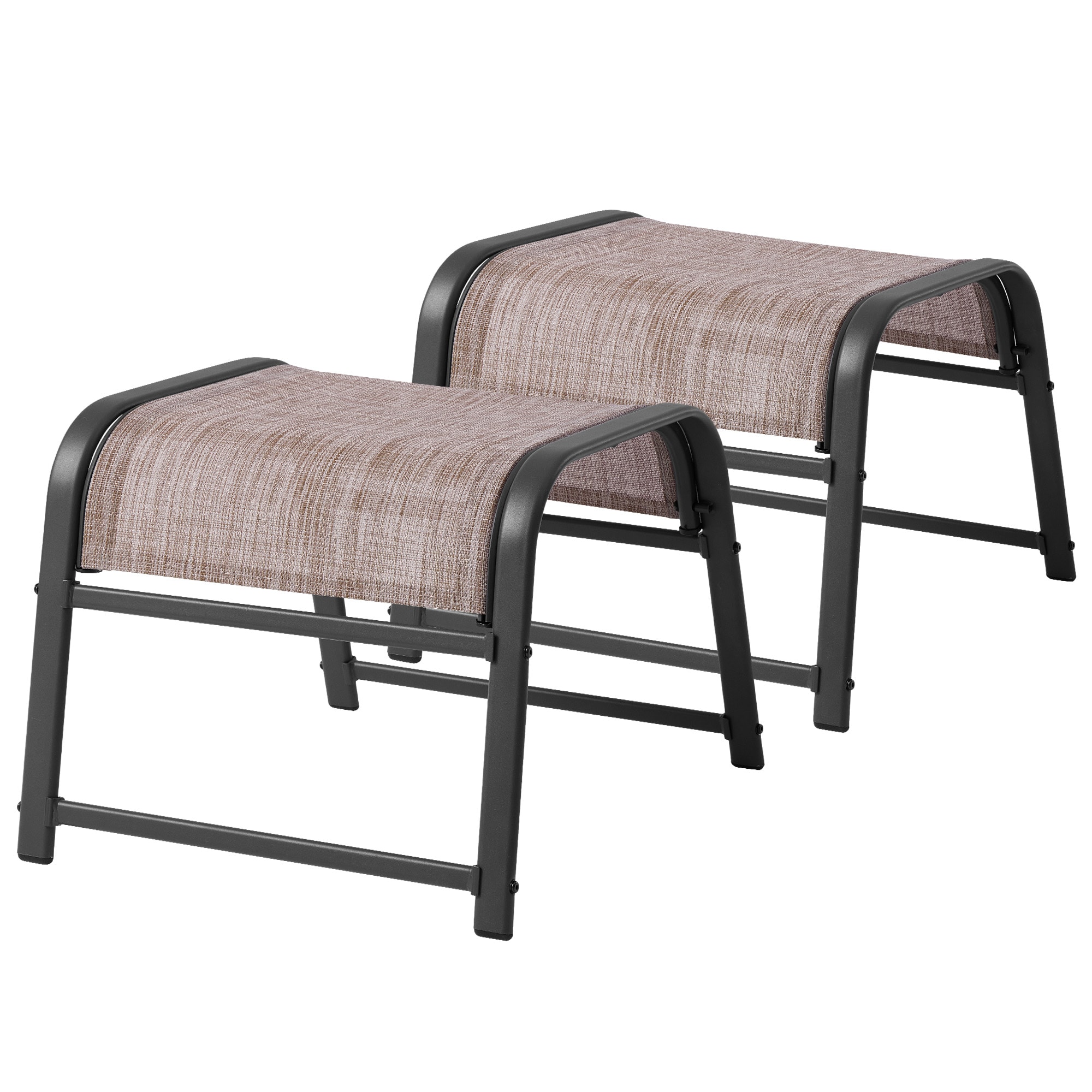 JEAREY JLGJD-02-BN Outdoor Patio Ottomans Set of 2 Black Iron Foot stool