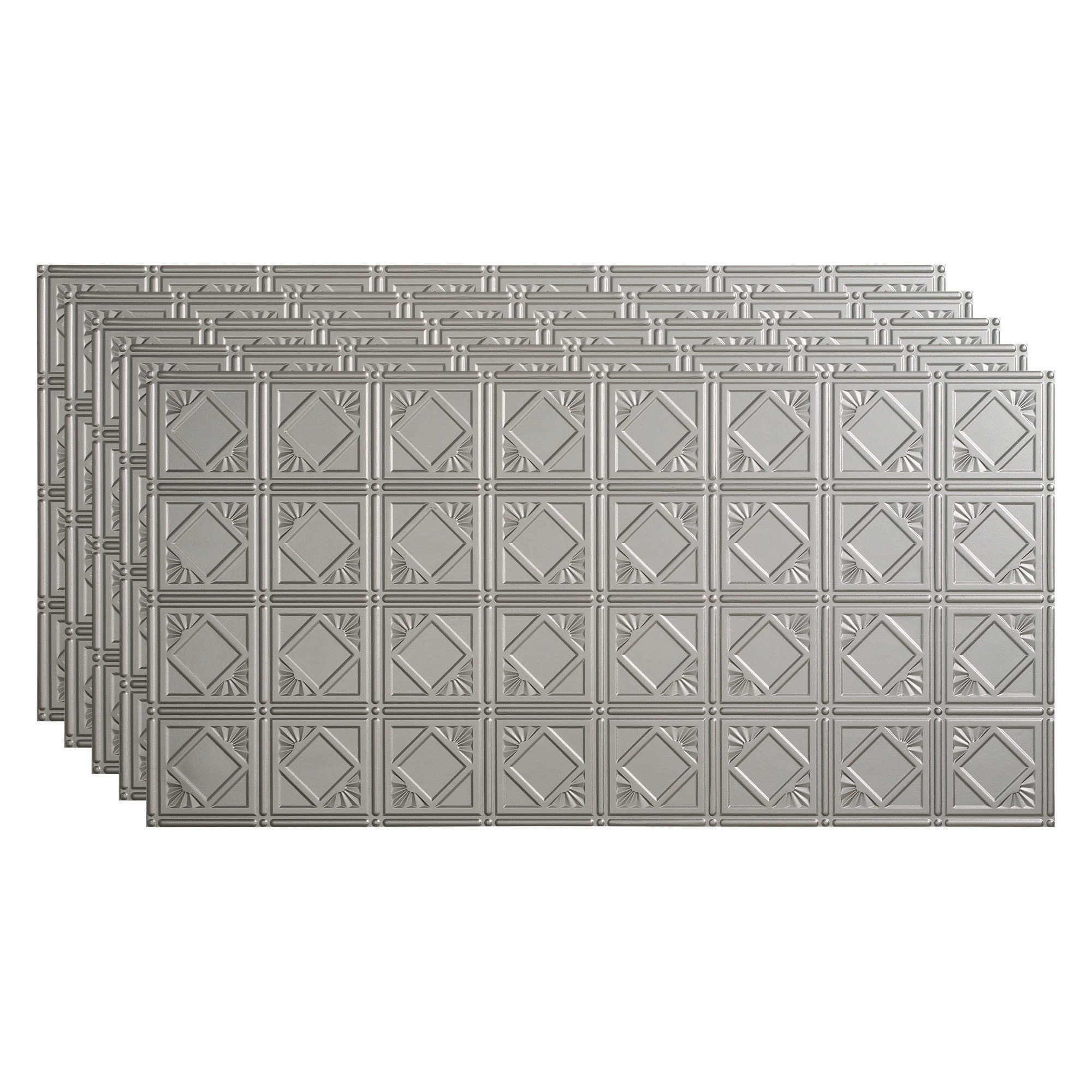 Fasade PG5309 4-ft x 2-ft Traditional 4 Argent Silver PVC Surface-mount Ceiling Tile ( 5 -Pack, 40-Sq. Feet / Case )
