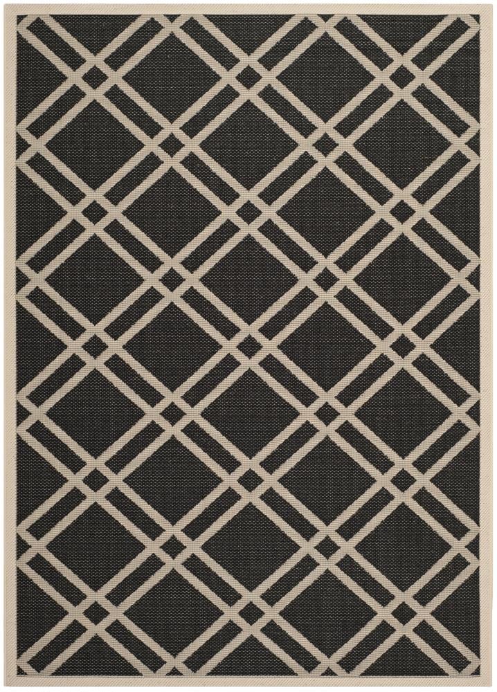 Safavieh CY6923-266-6 Courtyard Eden 7 x 10 (ft) Loomed Polypropylene Black/Beige Rectangular Indoor/Outdoor Trellis Coastal Area rug
