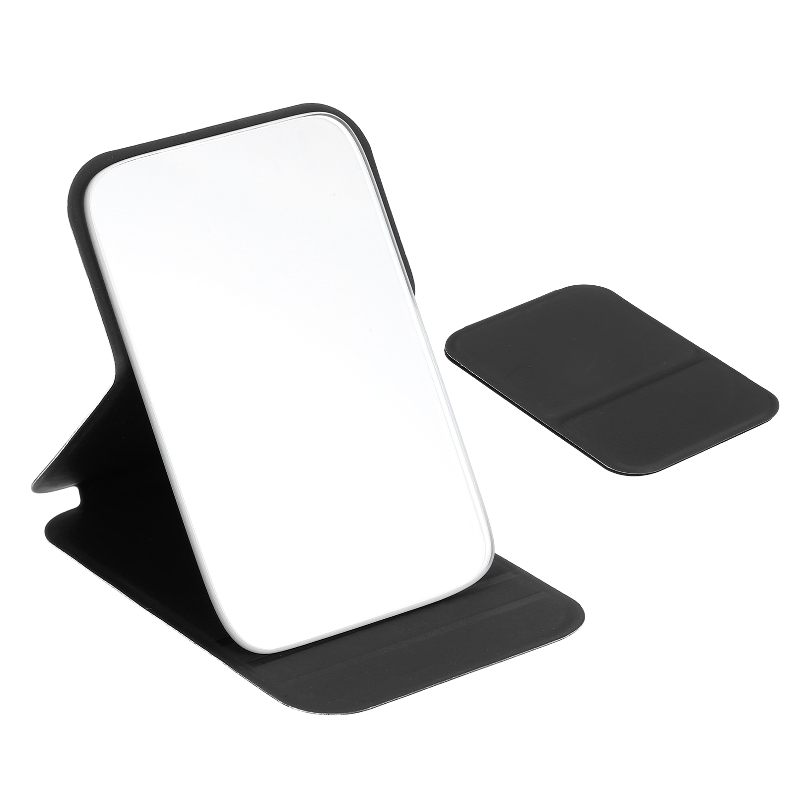Unique Bargains 2pcs 4.3inch Mini Folding Mirror Small Portable Makeup Mirror with Adjustable Stand PU Leather Handheld Mirrors for Women Travel Home Pockets (Black) #S26021100UX5293
