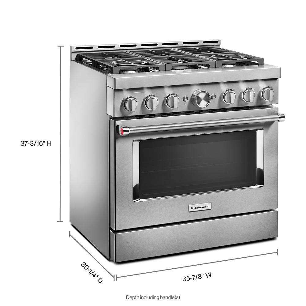 KitchenAid SMART Capable 36-in 6 Burners 5.1-cu ft Self-cleaning Convection Oven Freestanding Smart Natural Gas Range (Stainless Steel) the Single Oven Ranges department at Lowes.com