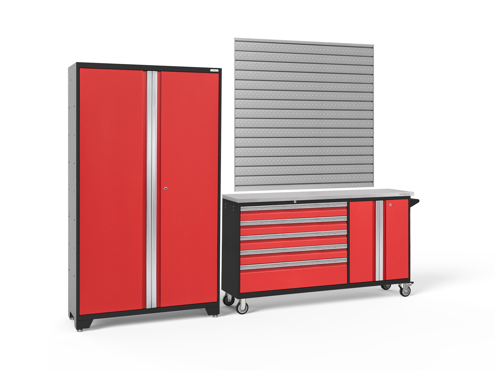 Rolling Garage Workbench - Storage Cabinet - 4 Ft - Diamond Plate Alum