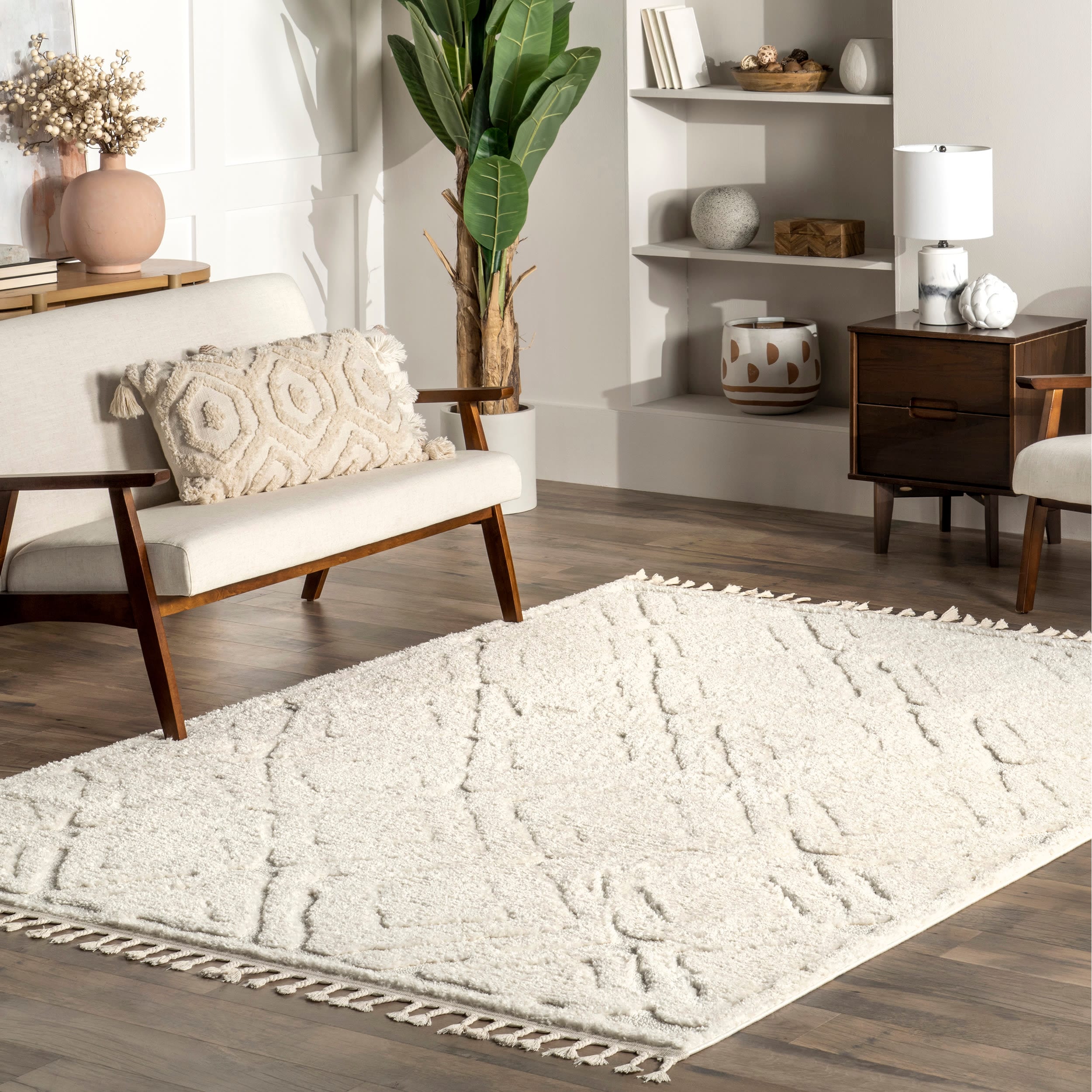 nuLOOM ACLA02A-6709 Mandie 7 x 9 (ft) Loomed Polypropylene Beige Rectangular Indoor Geometric Area rug