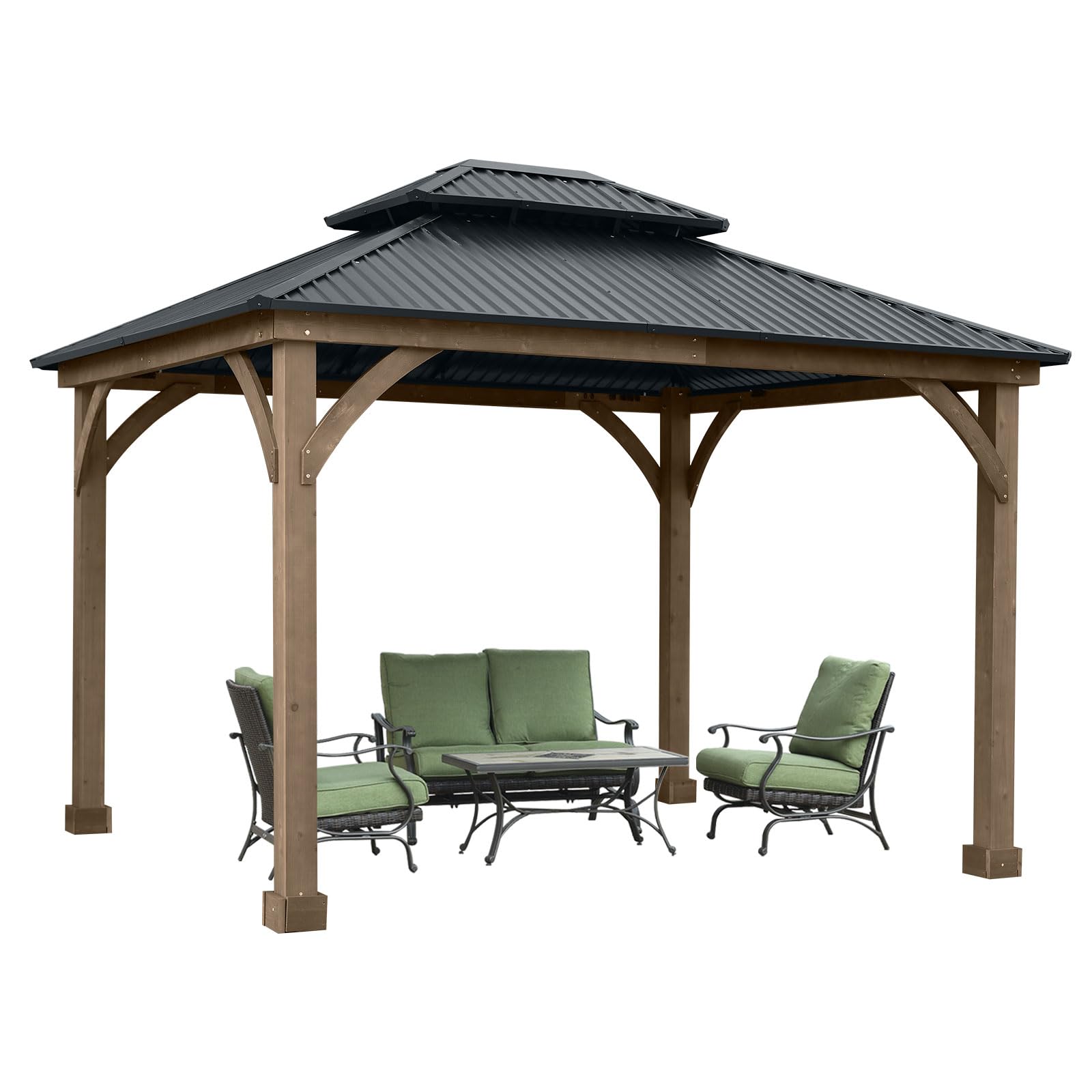 Aoodor A038-PBKGY 10-ft x 12-ft Black Rectangle Hardtop Steel Roof