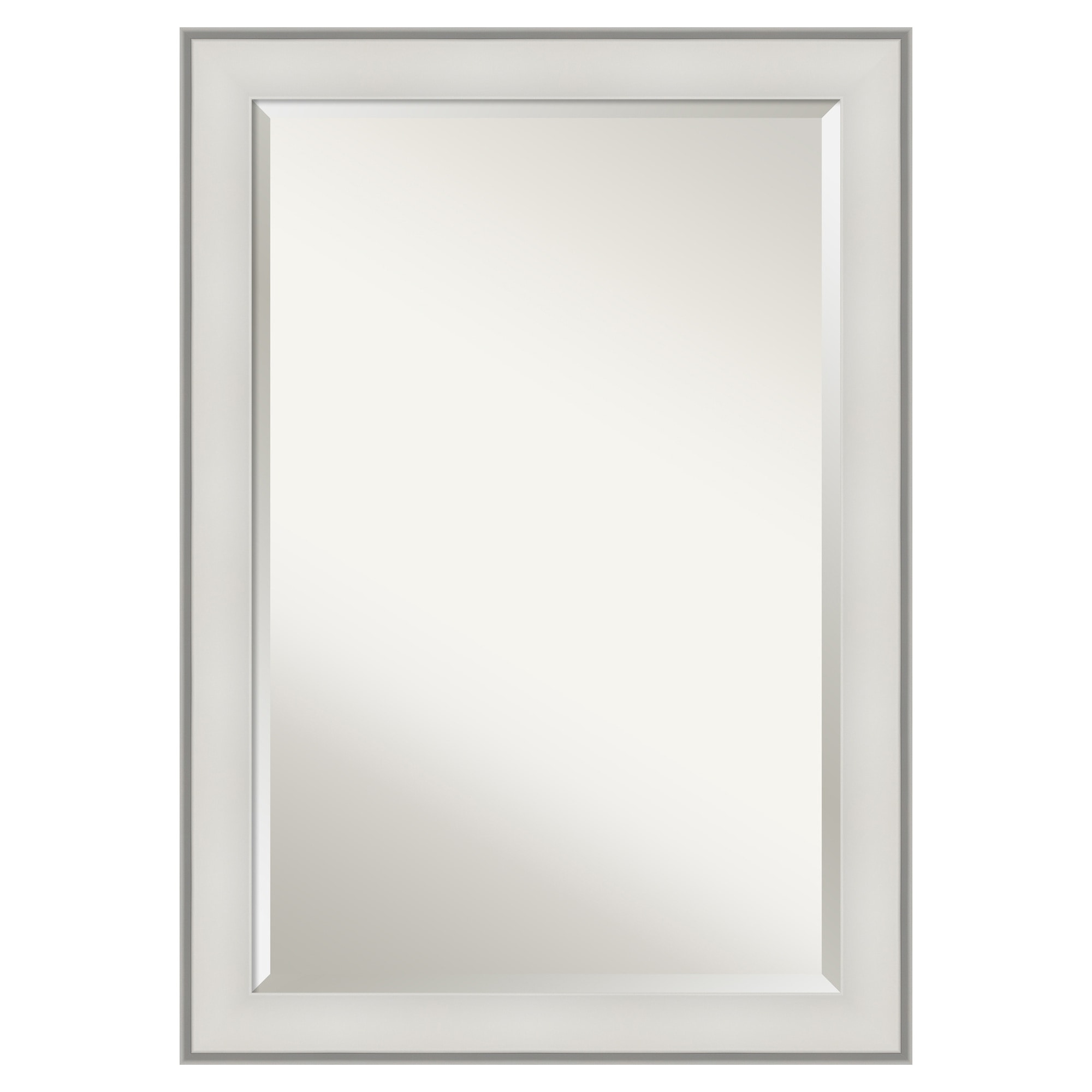 Amanti Art  Beveled Mirror Imperial White Framed Wood Bathroom Wall Mirror 41 x 29 in.