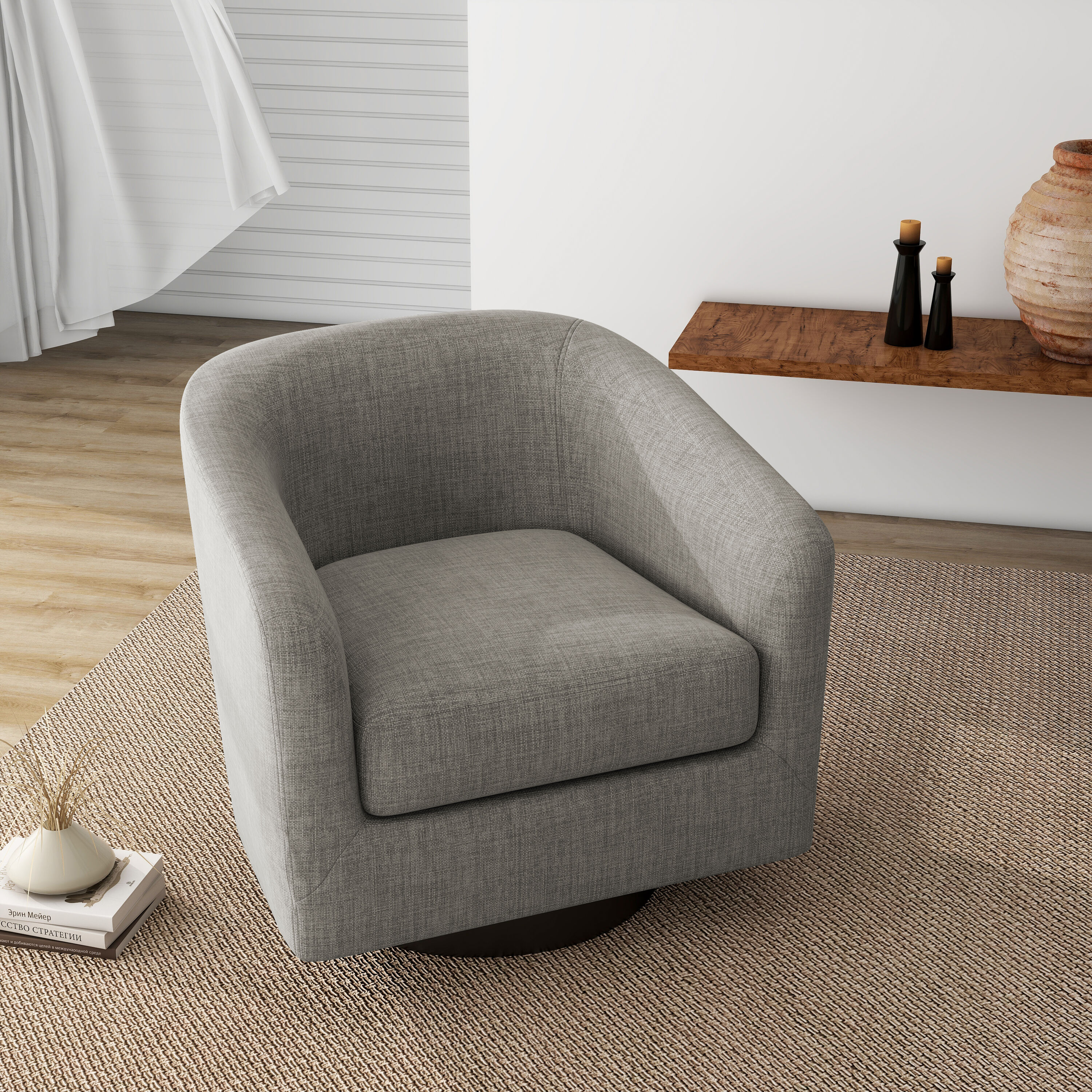 Dreamsidea Accent Chair Swivel Barrel Design for Living Room with Solid ...