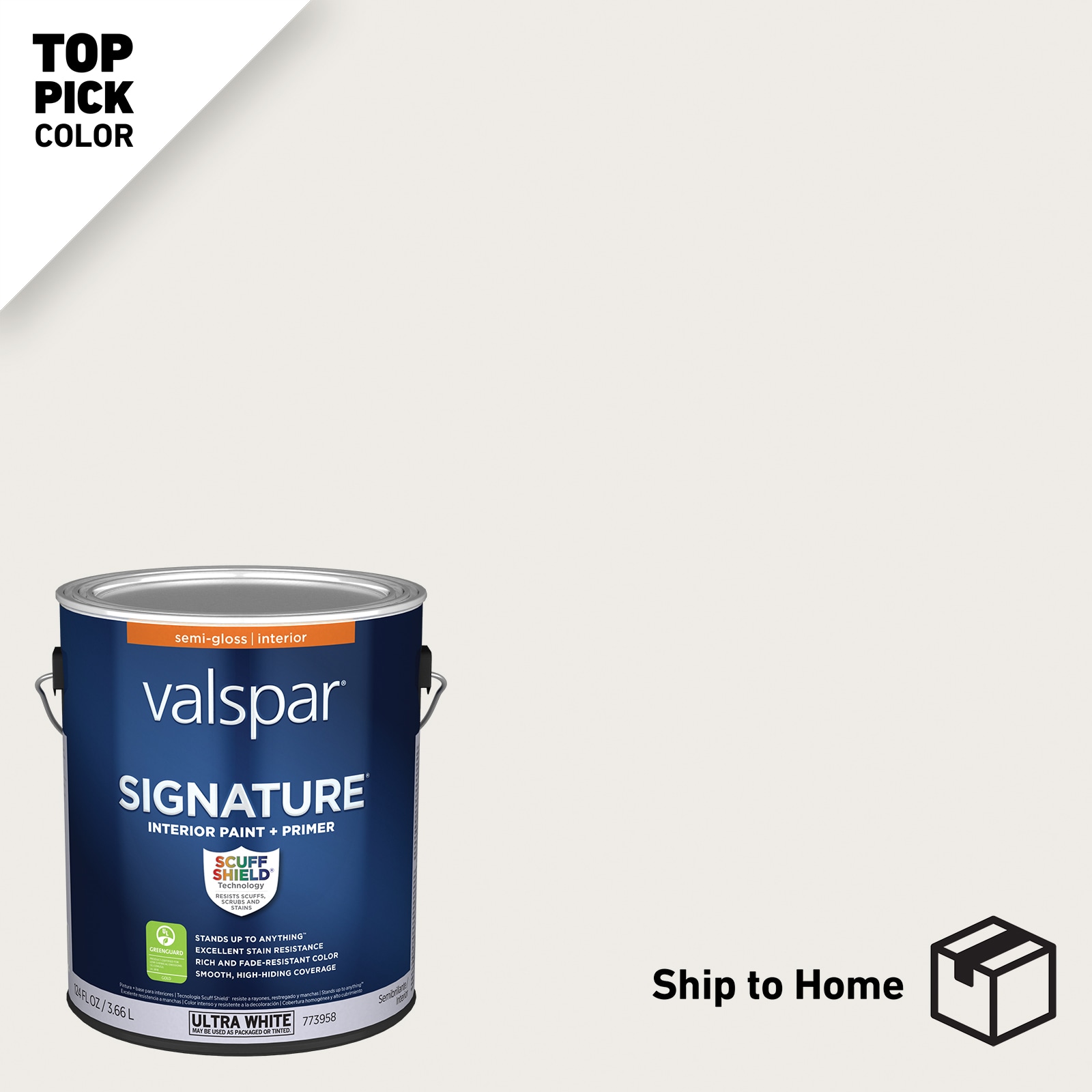 Valspar Signature Semi-gloss Pure White Hgsw4006 Latex Interior Paint +  Primer (1-Gallon) at