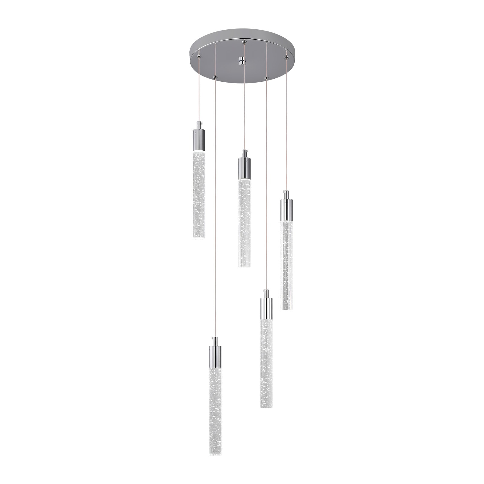 ZHLLMQ Pendant 5-Light Modern Chrome Crystal Rectangle Non-integrated LED 11.81in Kitchen Island E26 Pendant Light