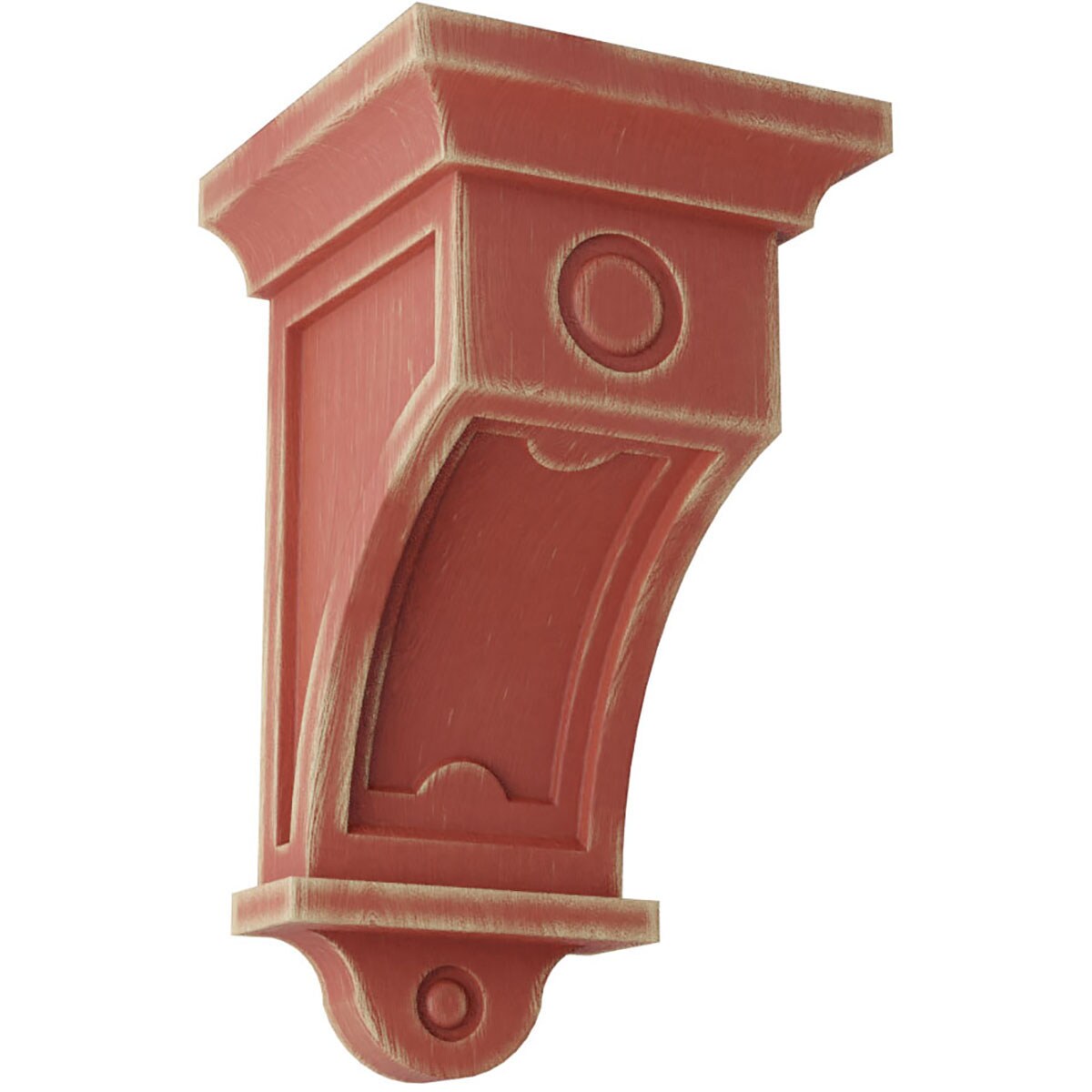 Ekena Millwork CORWD05X05X09ARRD 5-in x 5-in x 9-in Vintage Decor Finished Rubberwood Red Wood Paintable/Stainable Corbel