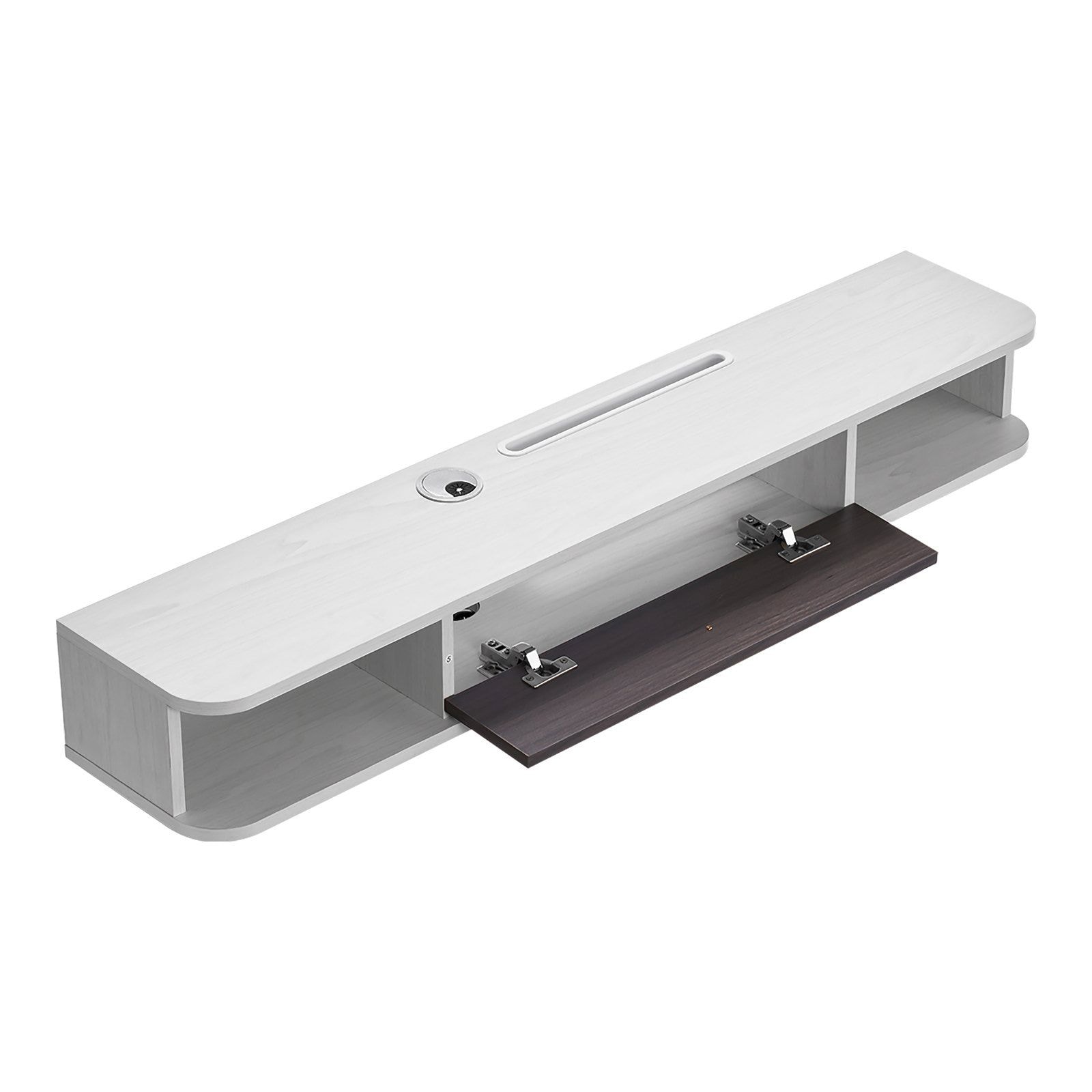 Slickblue Modern White Wood Tone 55W /47W Floating TV Stand With Wall Mounted Floating TV Console Storage Unit (Accommodates 55)
