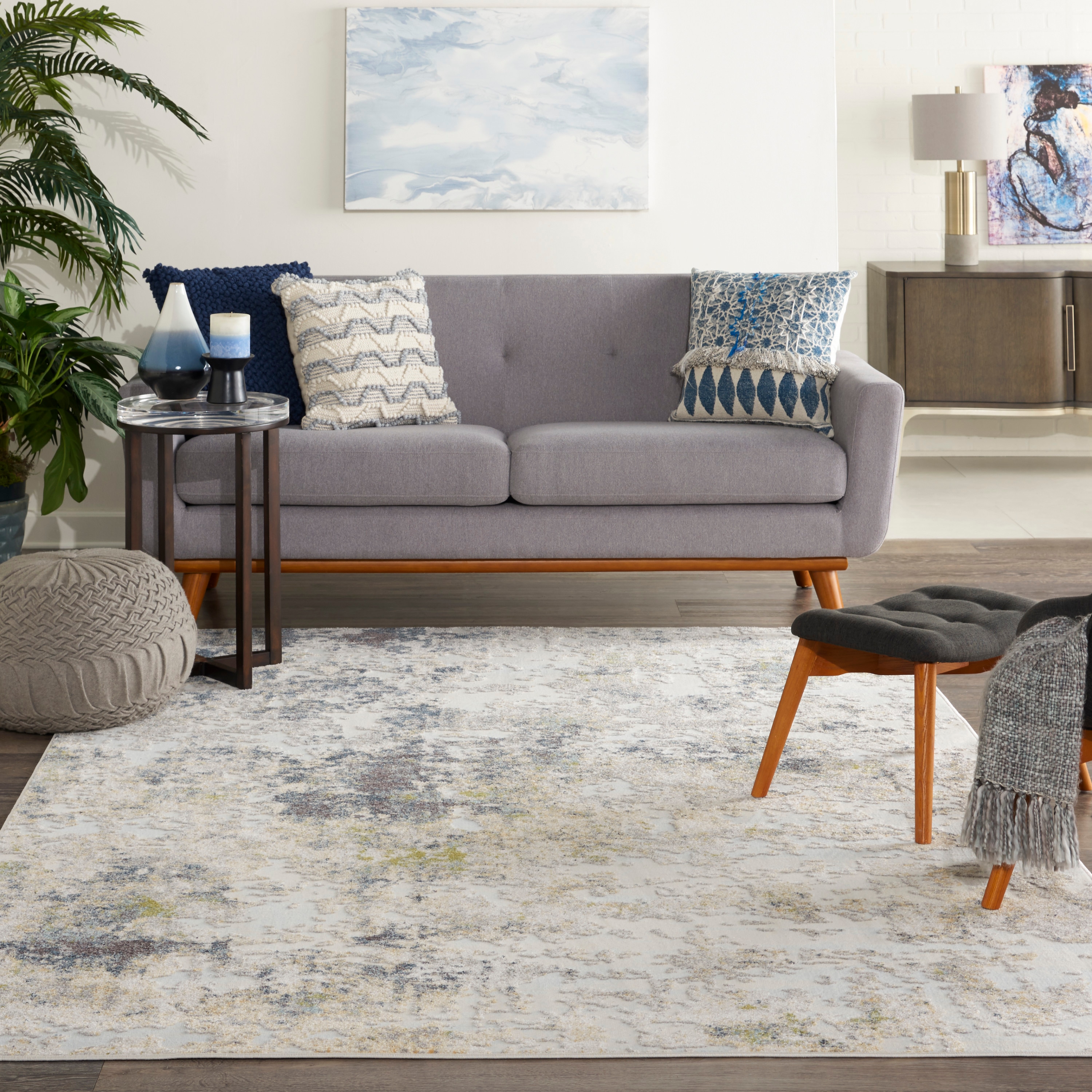 Abstract Dappled Gray 6' x 9' Synthetic Easy-Care Rug