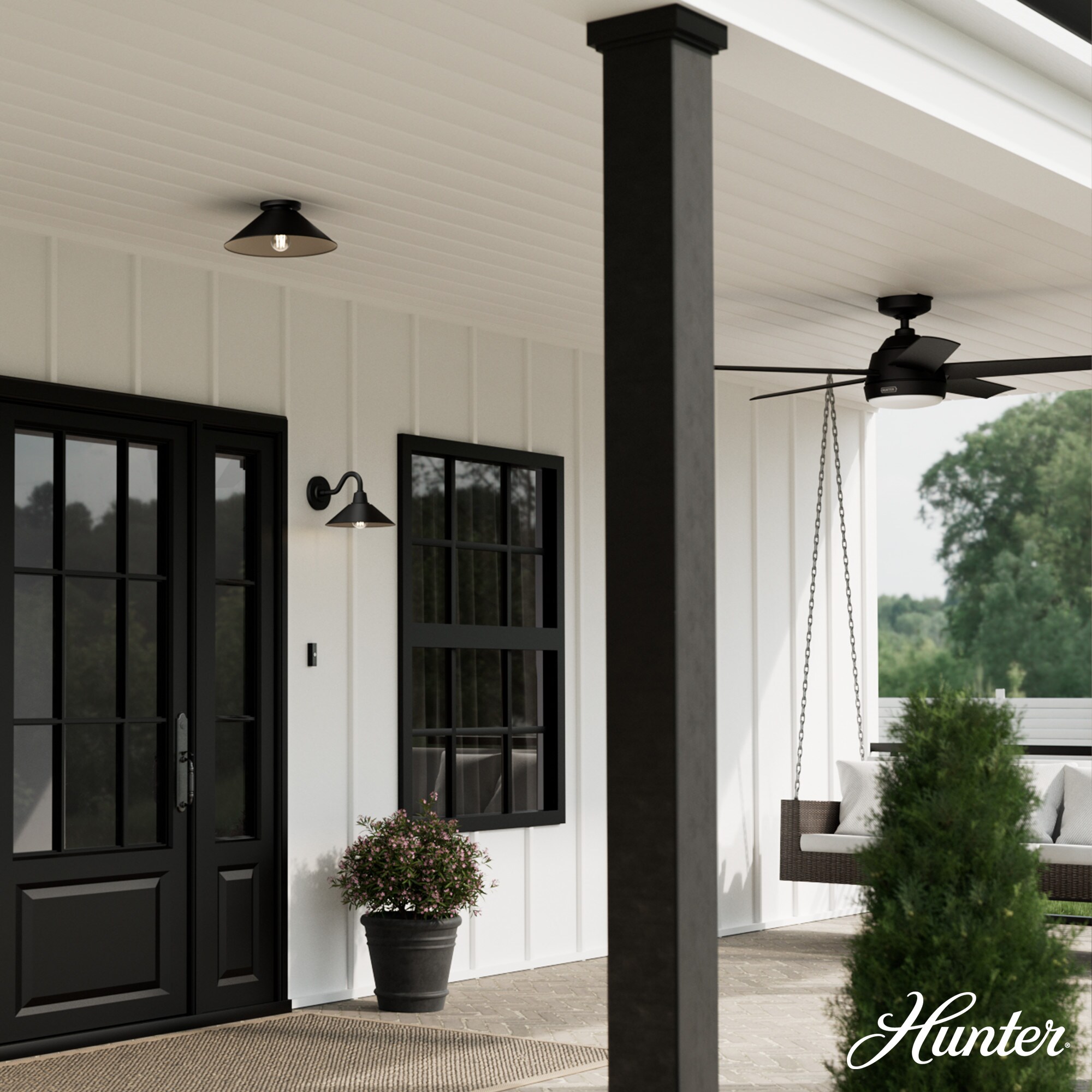 Matte Black Aluminum 14-inch Indoor/Outdoor Flush Mount Light