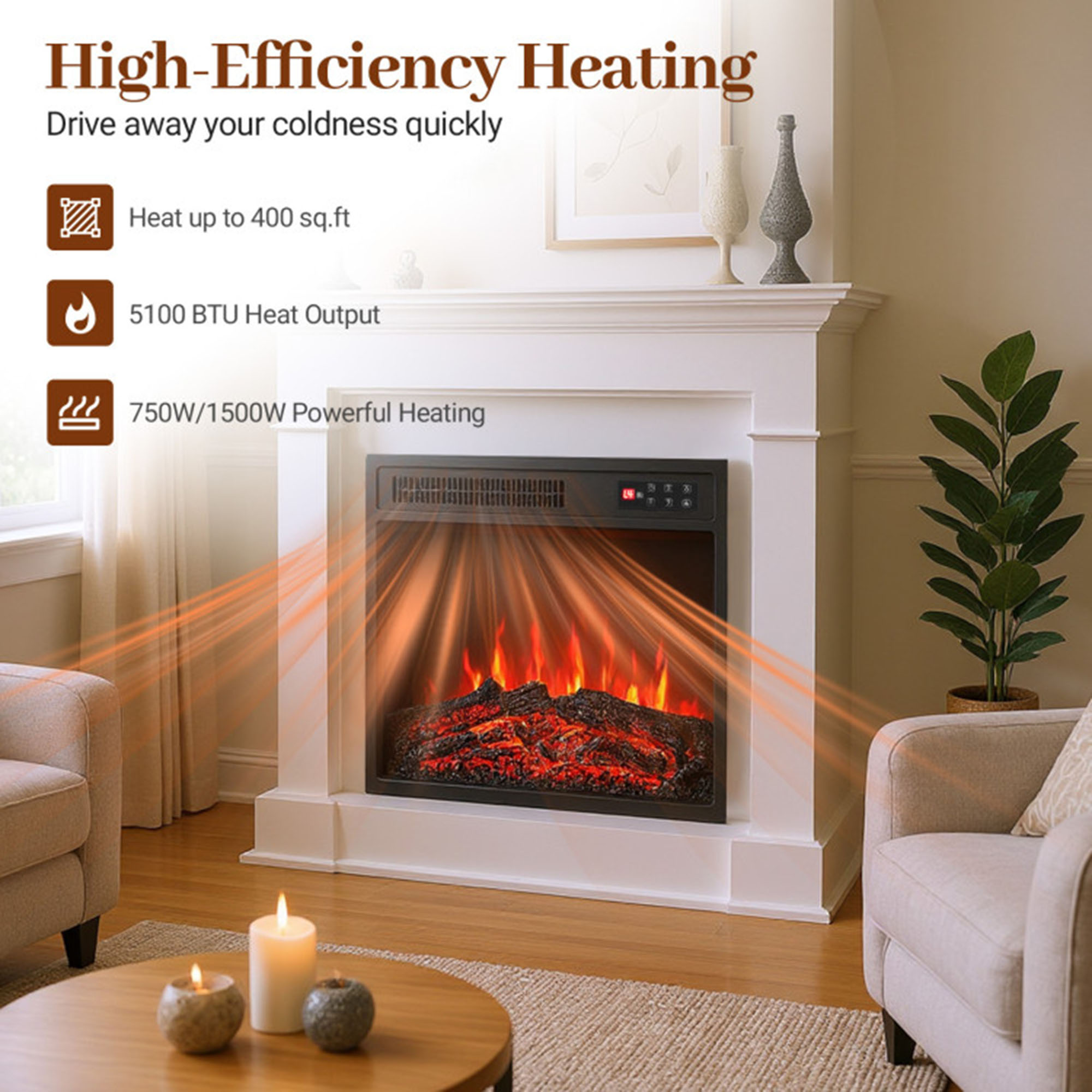 Clihome CL-FP10056USBK Electric-Fireplaces - View #7