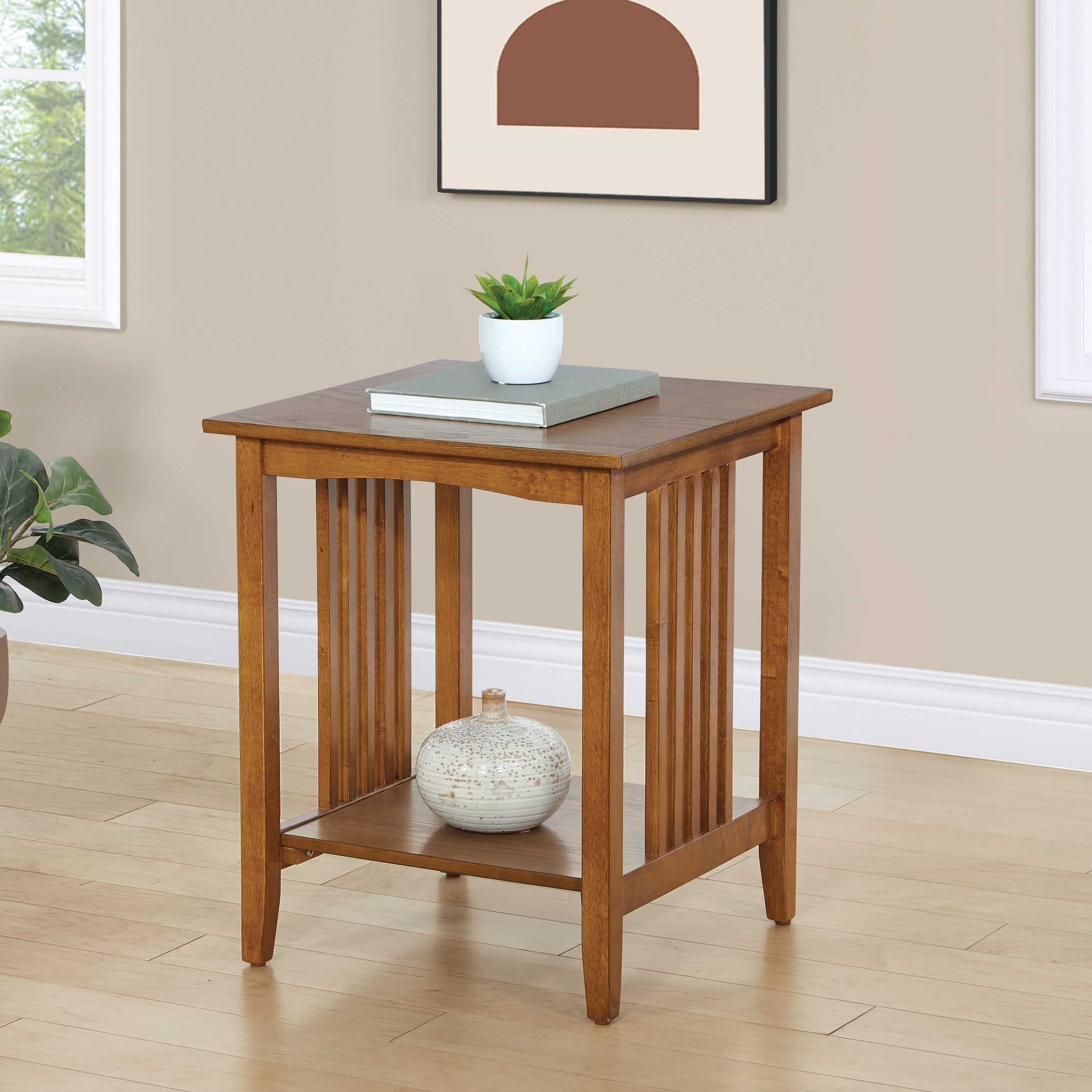 OSP Home Furnishings SRA08-AH Sierra 20-Inches W x 24-Inches H Ash Wood Square Midcentury End Table Assembly Required