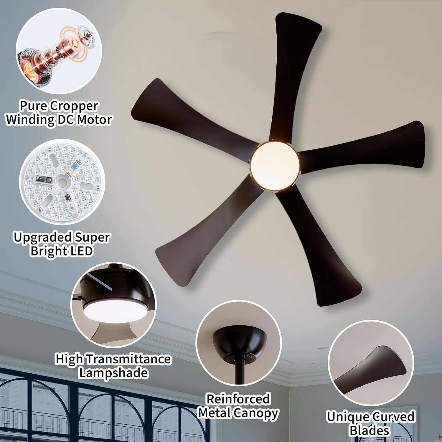 GAOMON CQC-7TD9DH8V0BR Ceiling-Fans - View #3