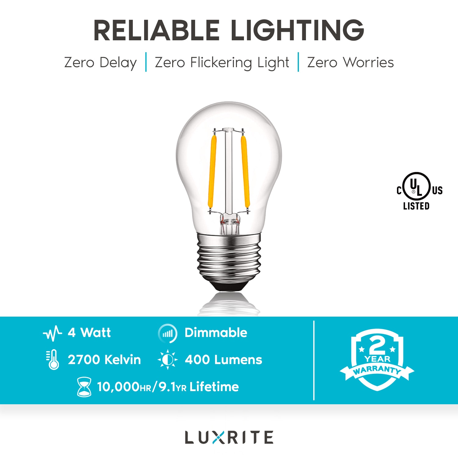 Luxrite 40-Watt EQ A15 Warm White Dimmable Edison Bulb Light Bulb (4 ...