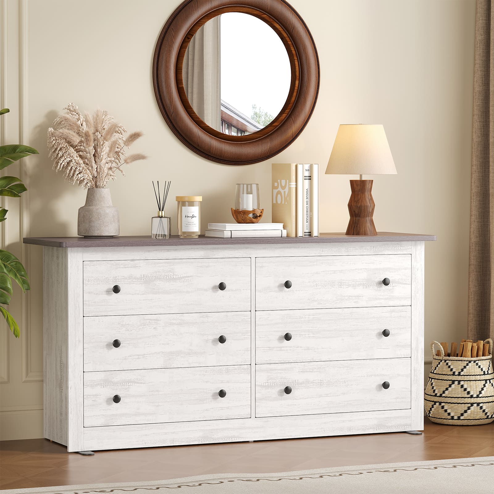 white 6 drawer dresser Penny Six Ash in Buff Cream from contemporary to traditional Murrell White Dresser | Rooms