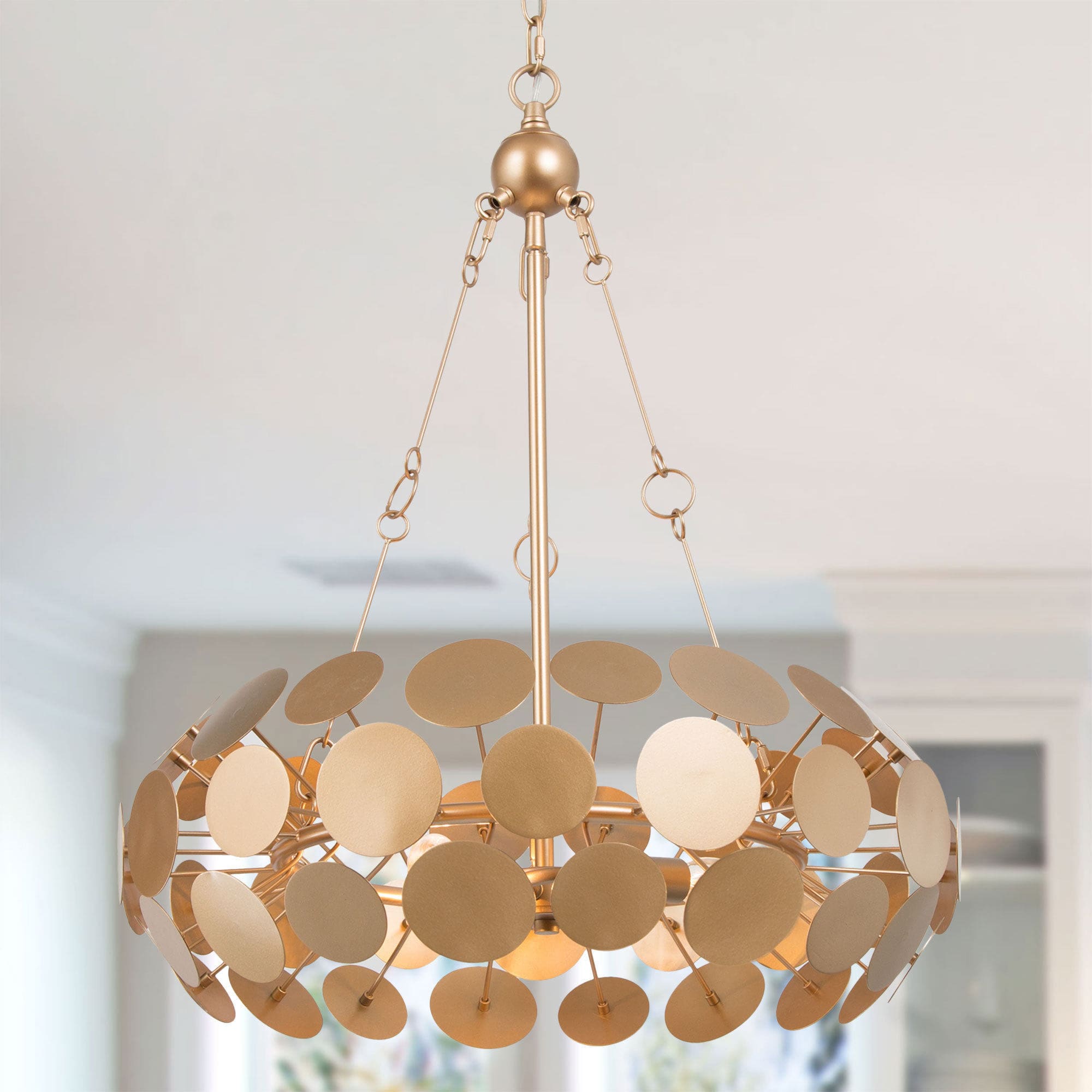 3-Light Satin Gold Modern/Contemporary LED Dry rated Chandelier | - Uolfin ARRY3Y-LWS23895-F7