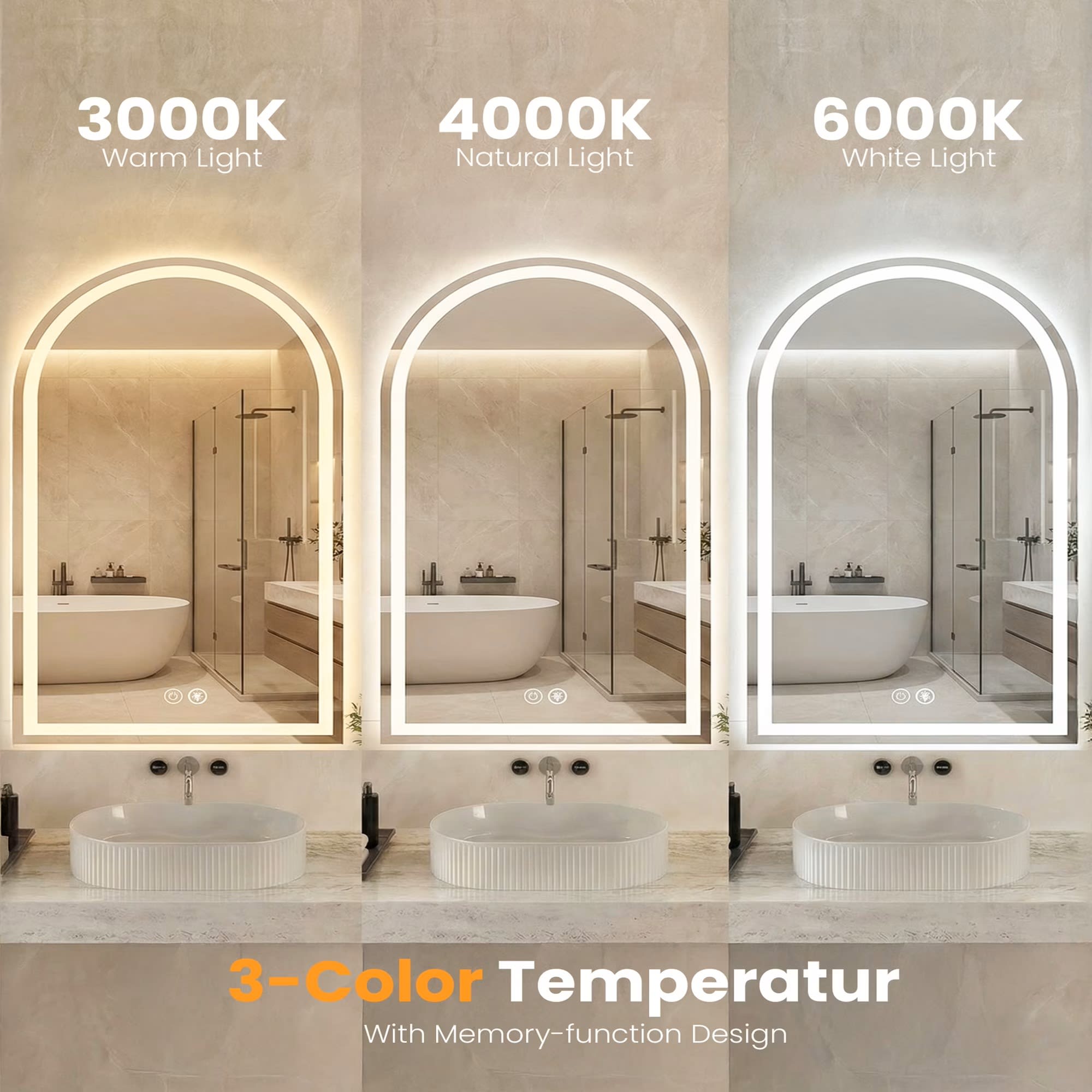 Atilioo QA-GZ-2836W-LED Framed-Bath-Mirrors - View #3