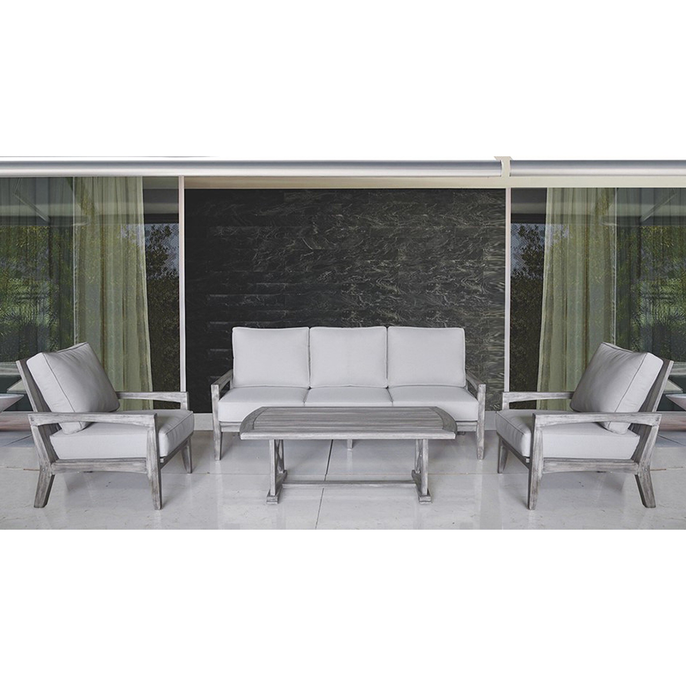 Courtyard Casual 5454 Surf side 4 -Piece Patio Sofa Conversation Set with Cream Olefin Cushions