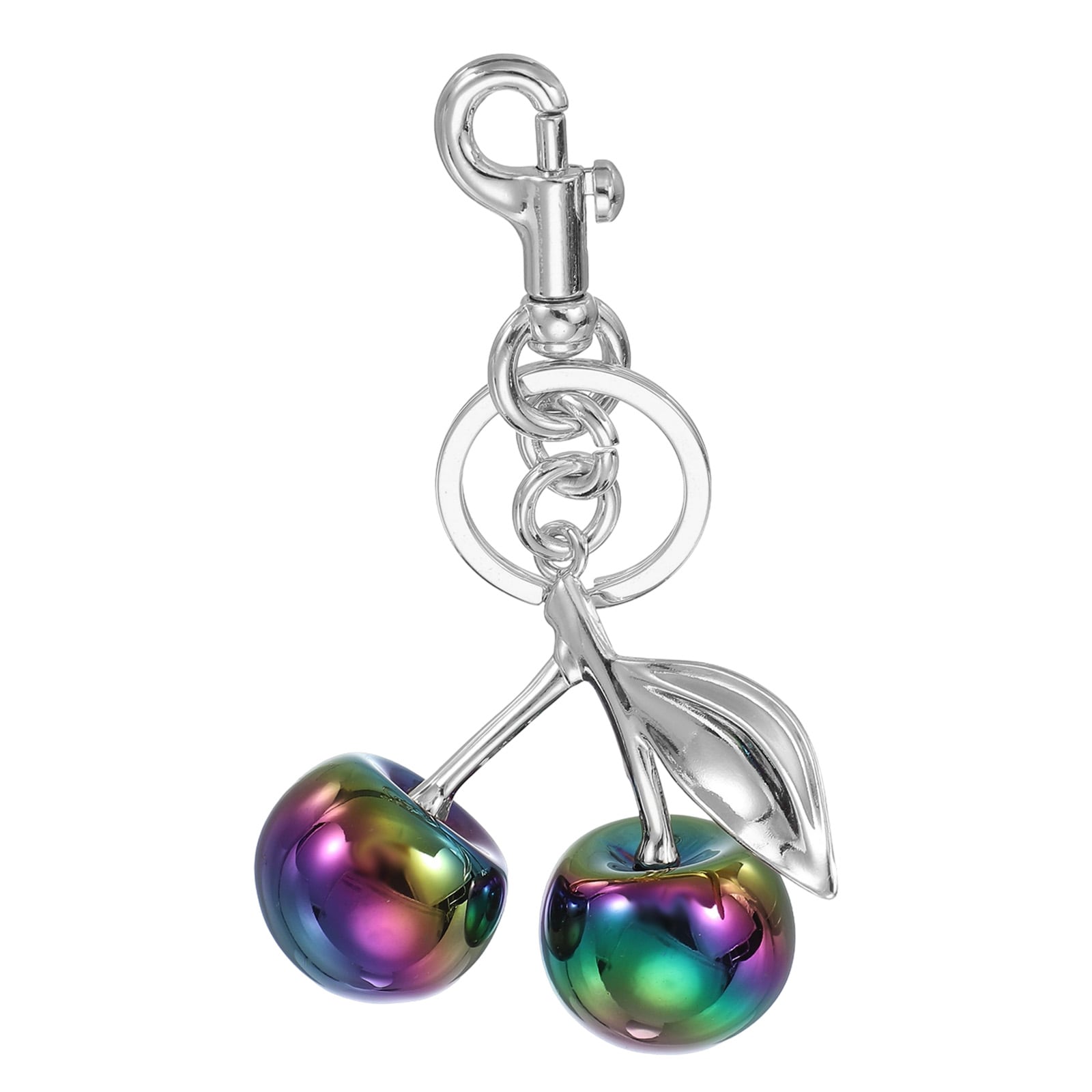 PATIKIL Cherry Keychain for Women Bag Purse Charm Cute Cherry Accessories with Key Ring and Clip for Handbag Keys Car Ring Colorful-Silver